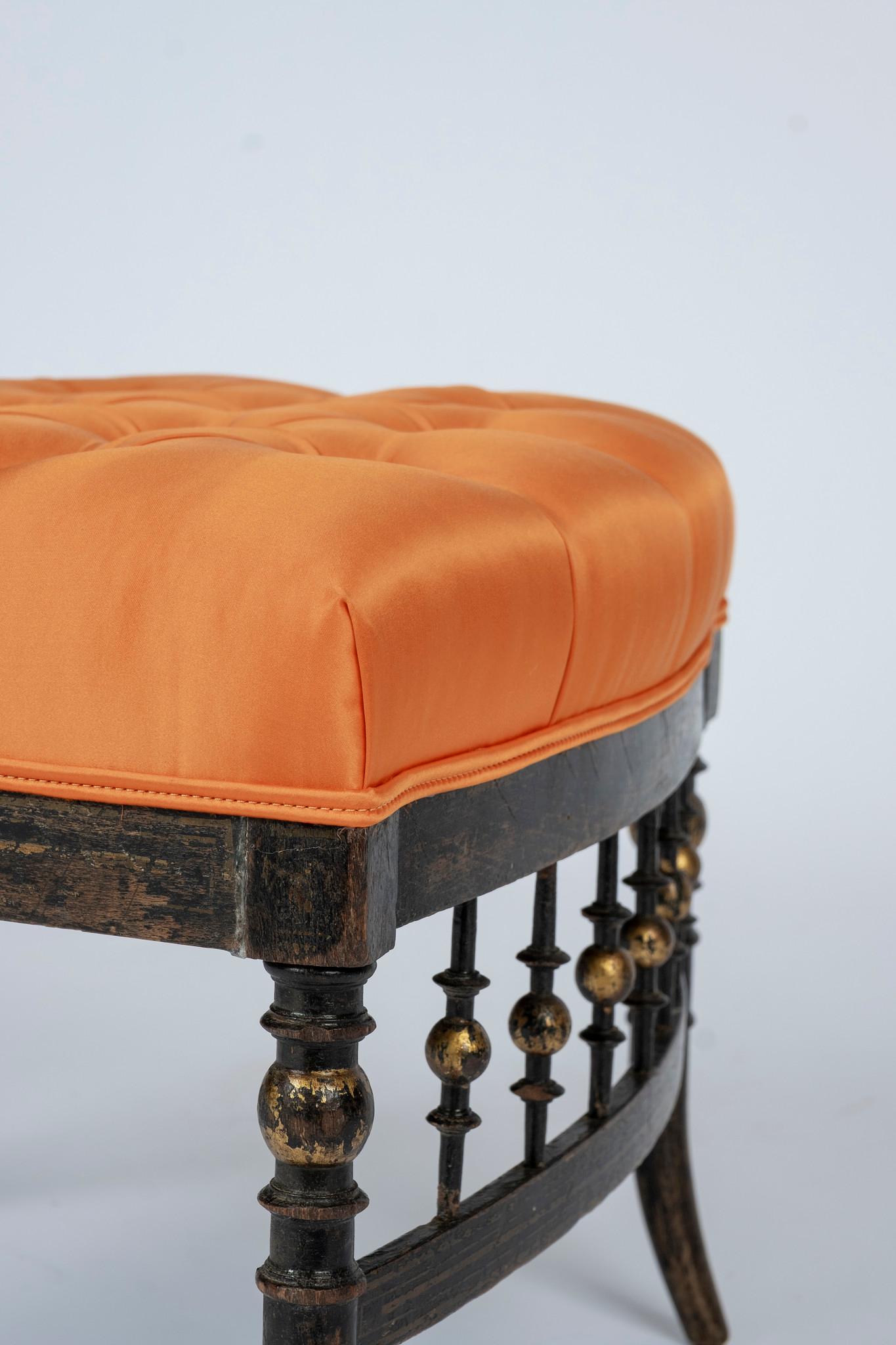 French Napoleon III Orange Silk Chair 2