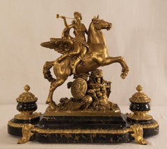 French Napoleon III Ormolu and Marble Inkstand