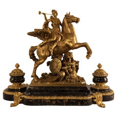 French Napoleon III Ormolu and Marble Inkstand 