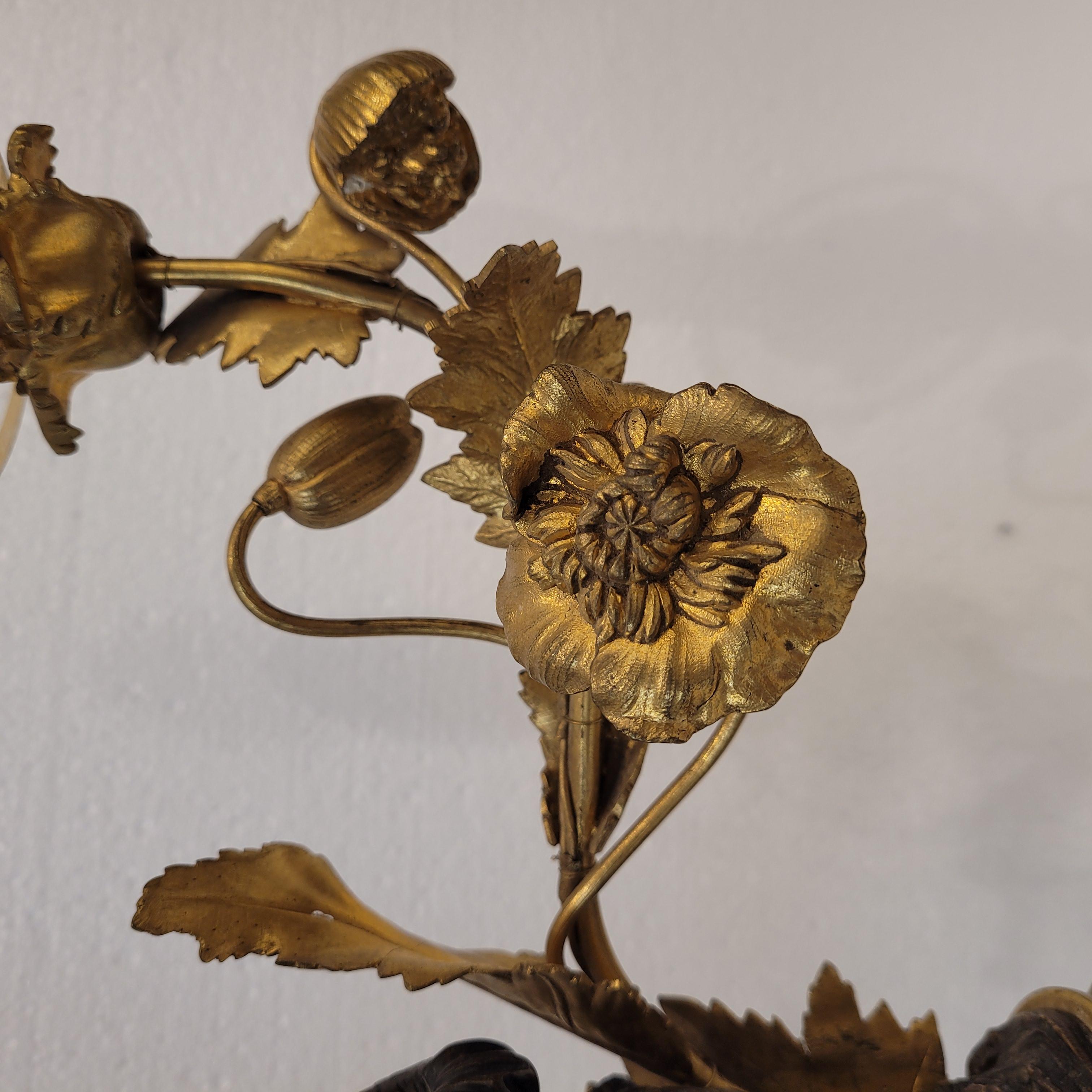 Candeliere francese Napoleone III in ormolu e porcellana in vendita 4