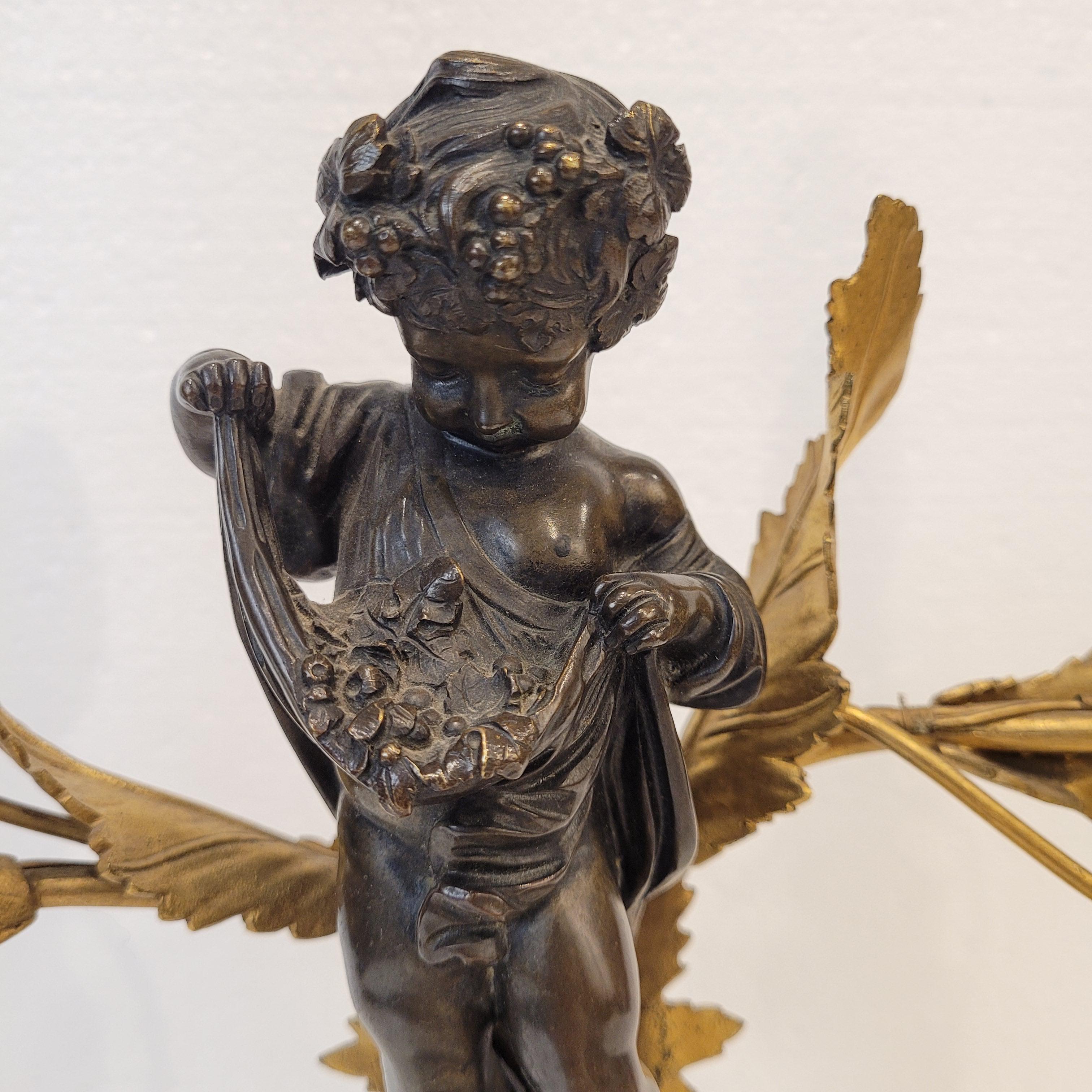 Candeliere francese Napoleone III in ormolu e porcellana in vendita 9