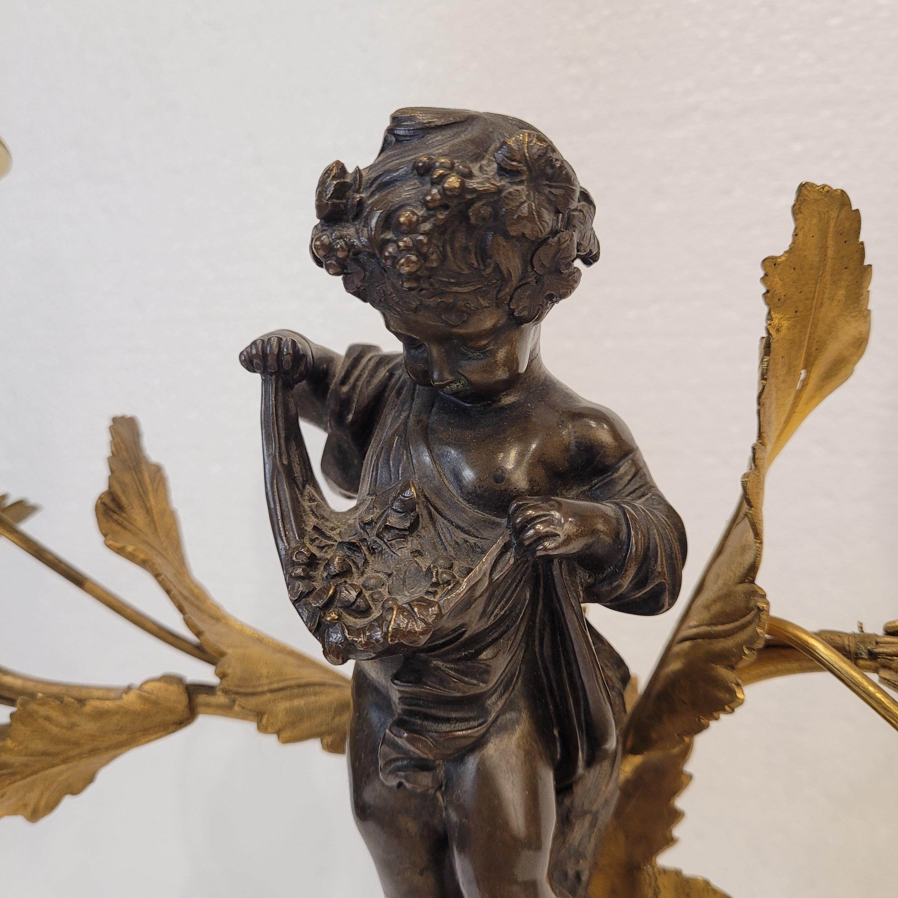 Candeliere francese Napoleone III in ormolu e porcellana in vendita 10