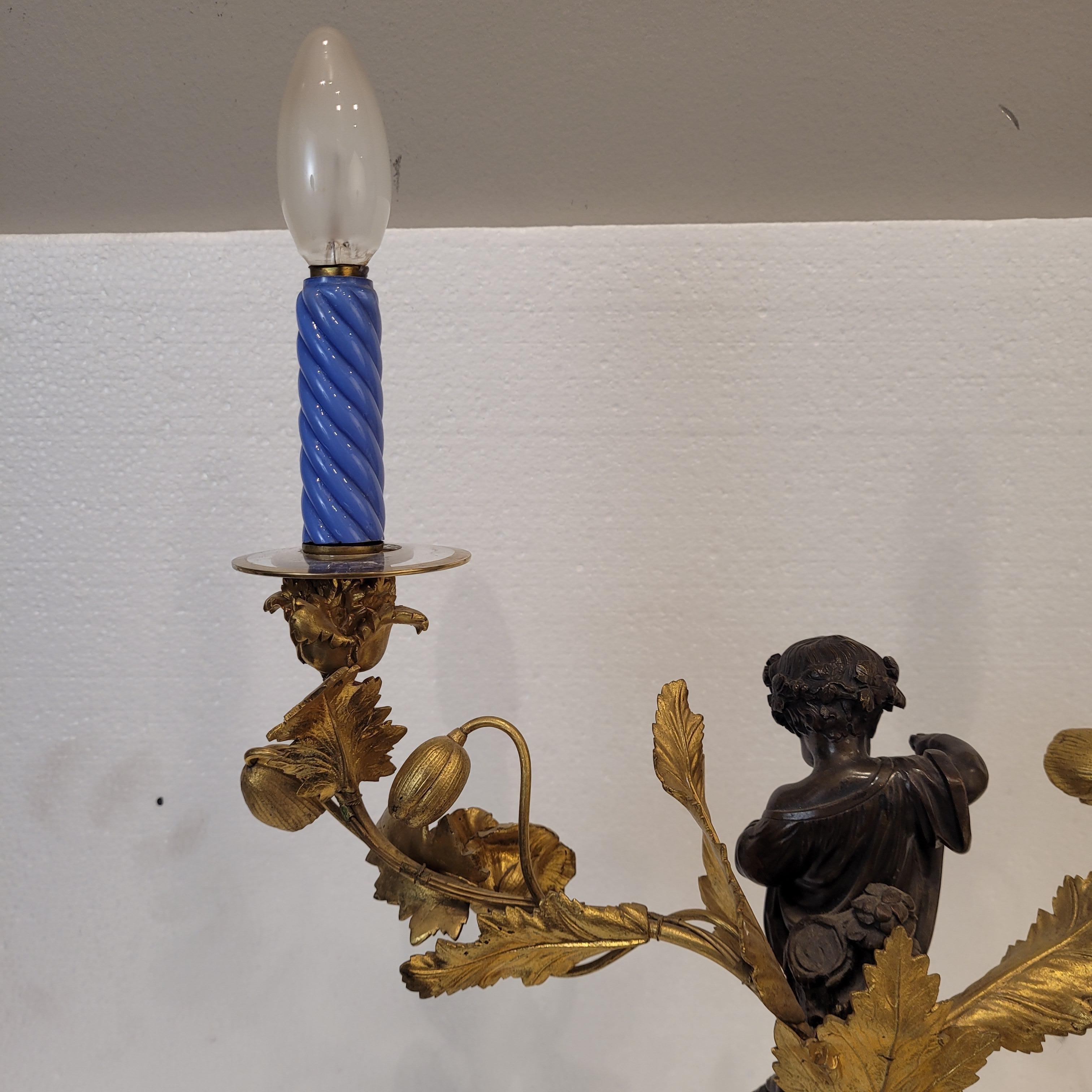 Candeliere francese Napoleone III in ormolu e porcellana in vendita 13