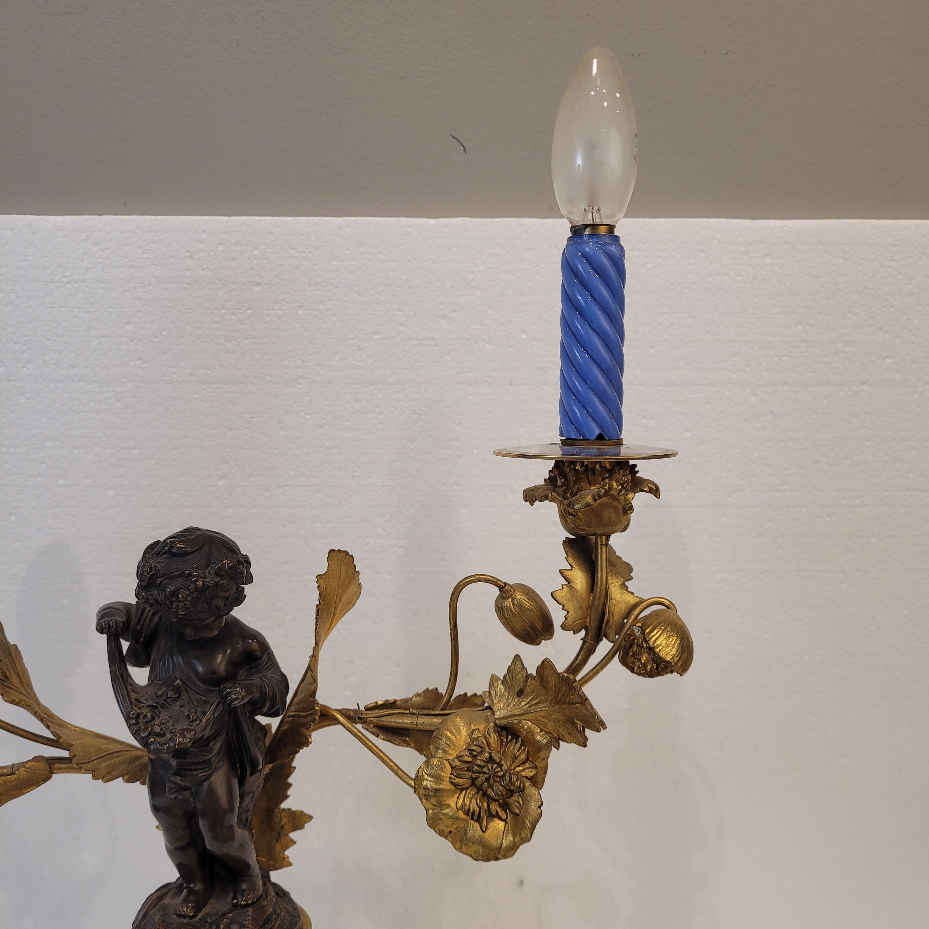 Candeliere francese Napoleone III in ormolu e porcellana in vendita 3