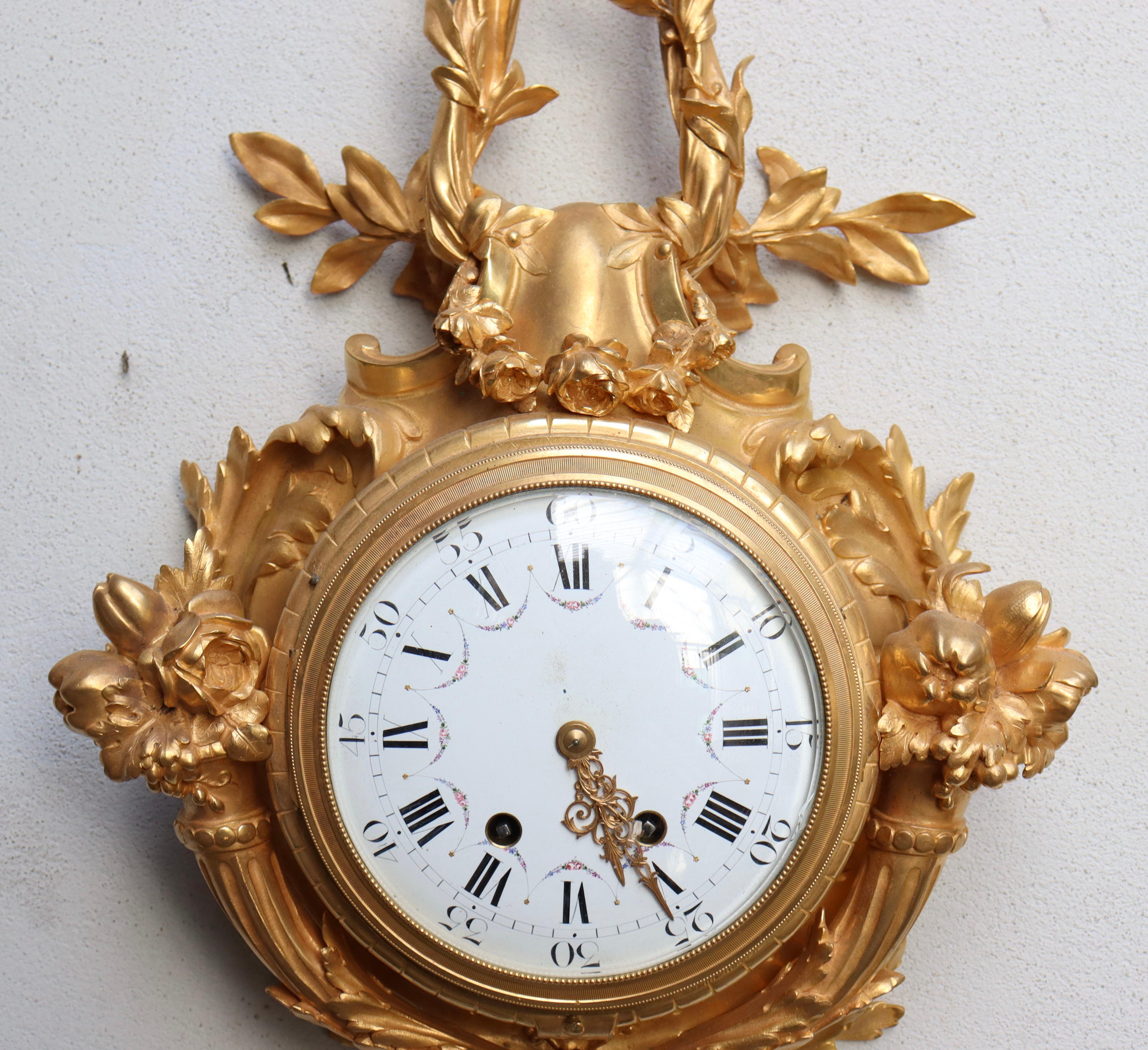 Gilt A French Napoléon III Ormolu Cartel Clock, after Caffieri, circa 1880