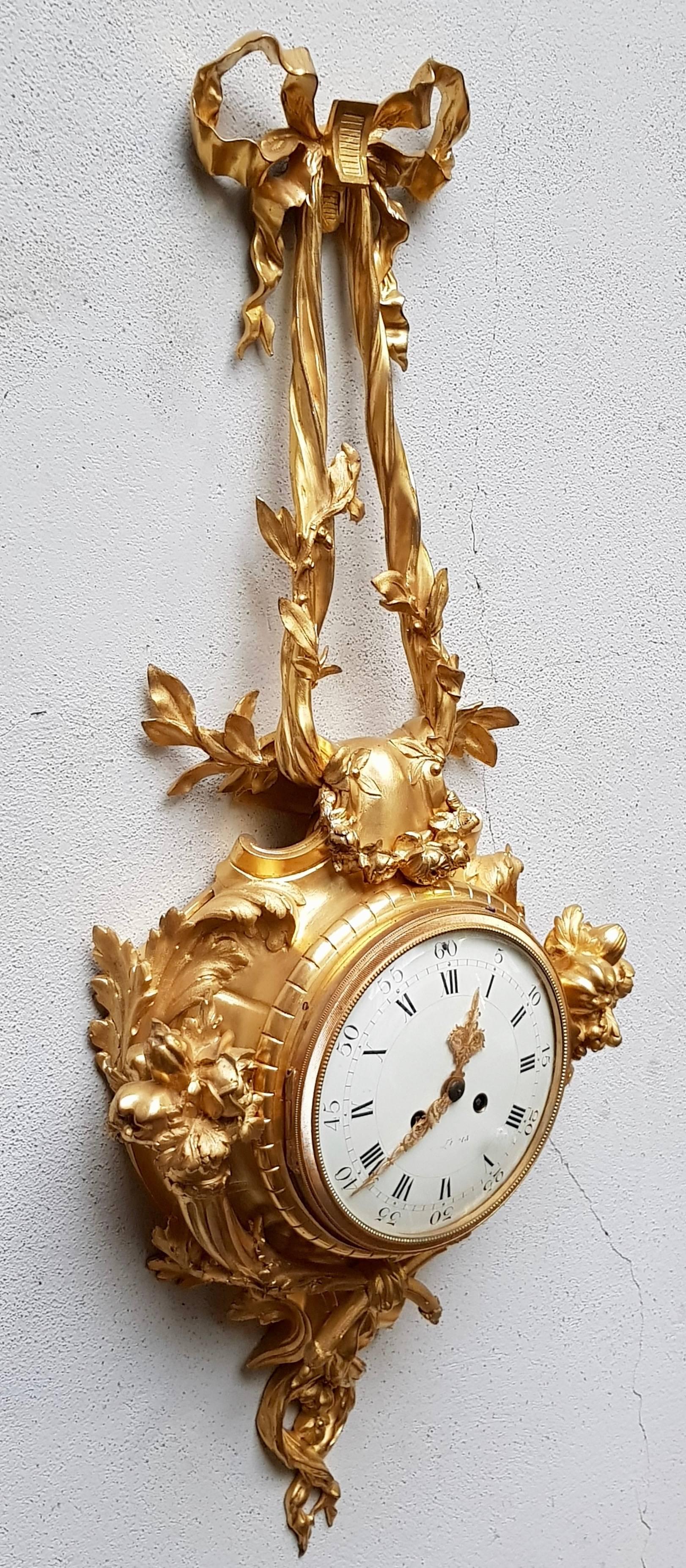 French Napoléon III Ormolu Cartel Clock, after Caffieri, circa 1880 2