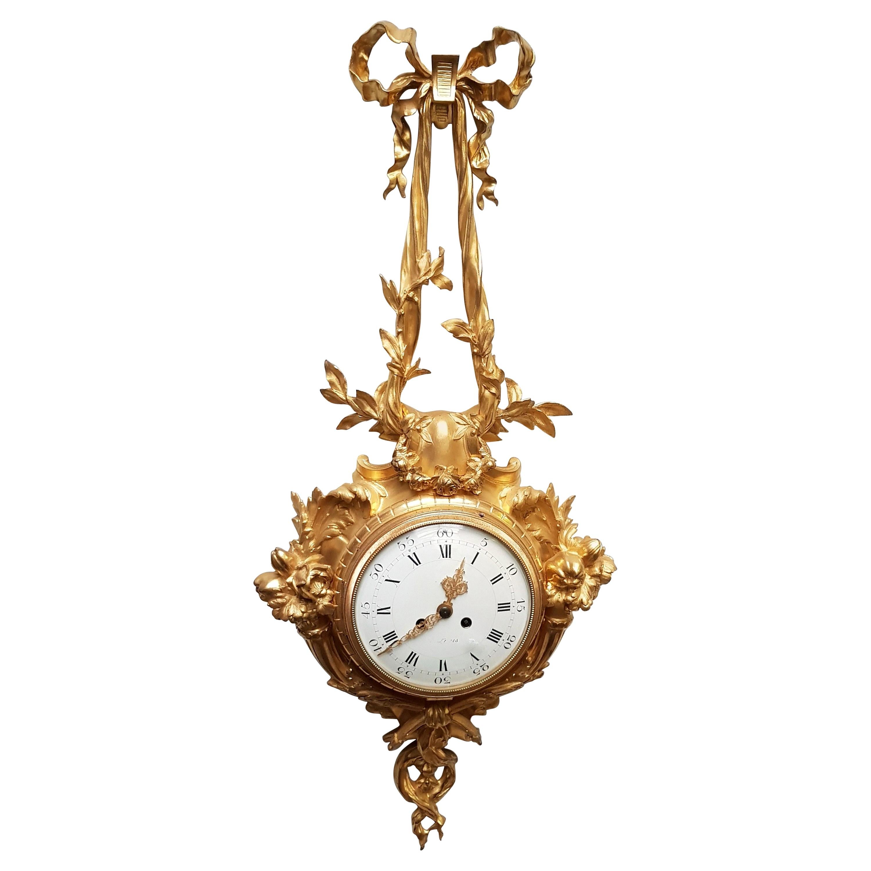 French Napoléon III Ormolu Cartel Clock, after Caffieri, circa 1880