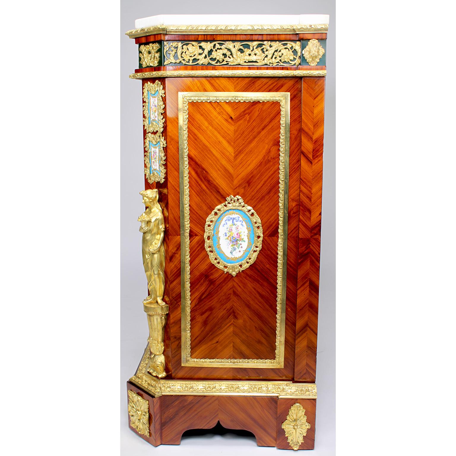 French Napoleon III Ormolu & Porcelain Mounted Cabinet Meuble D'Appui by Befort For Sale 4