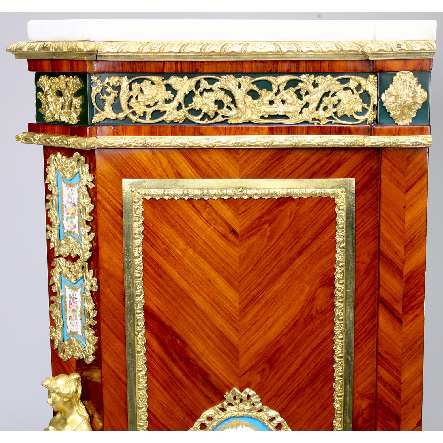 French Napoleon III Ormolu & Porcelain Mounted Cabinet Meuble D'Appui by Befort For Sale 7