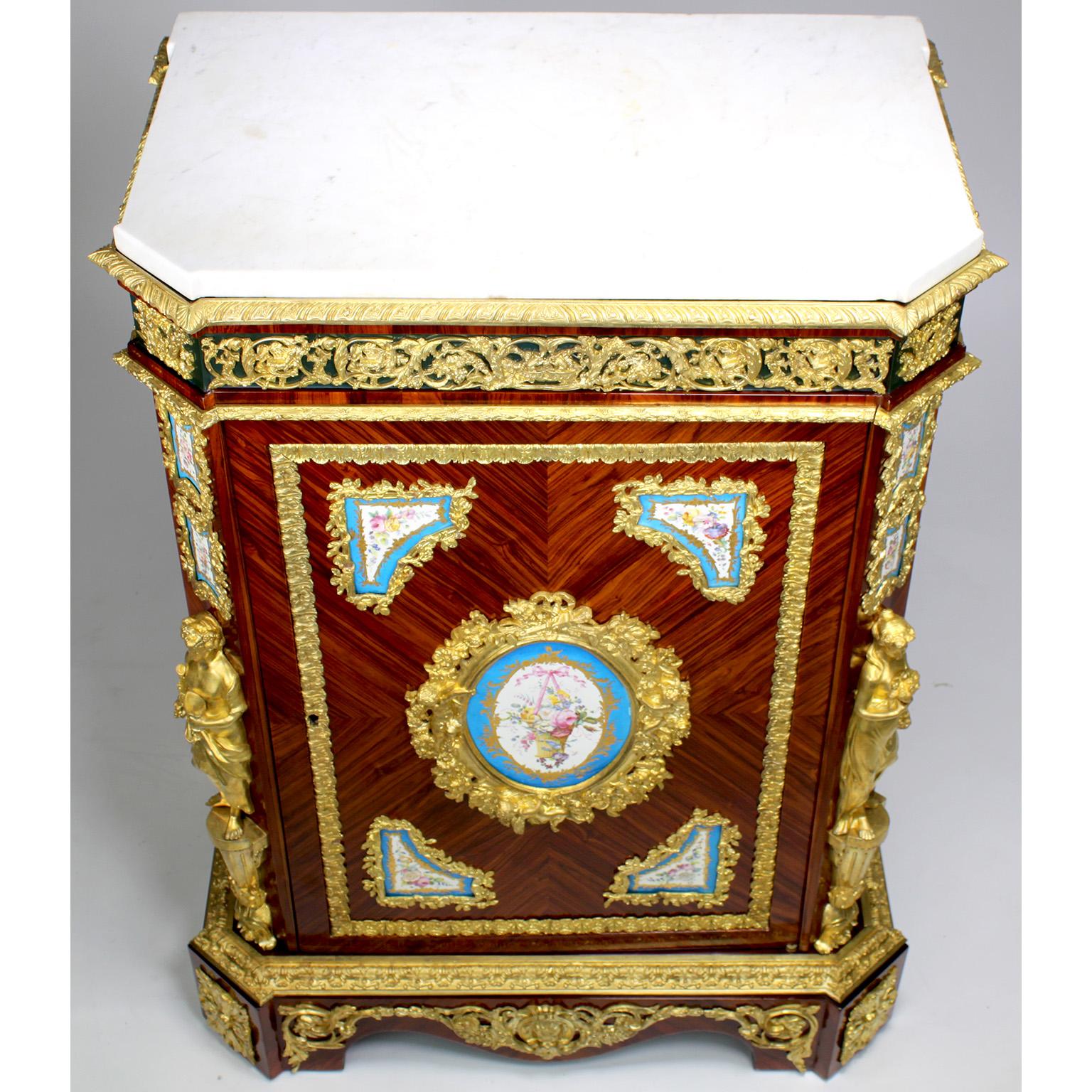 French Napoleon III Ormolu & Porcelain Mounted Cabinet Meuble D'Appui by Befort For Sale 12