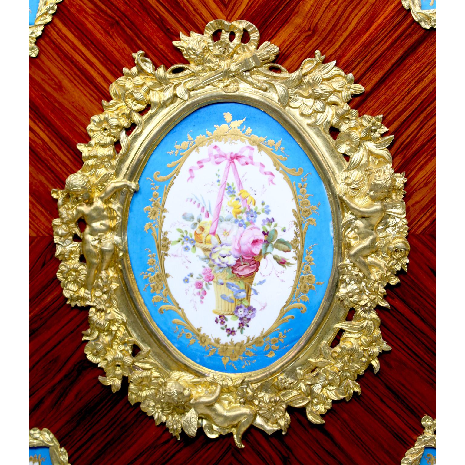 Gilt French Napoleon III Ormolu & Porcelain Mounted Cabinet Meuble D'Appui by Befort For Sale