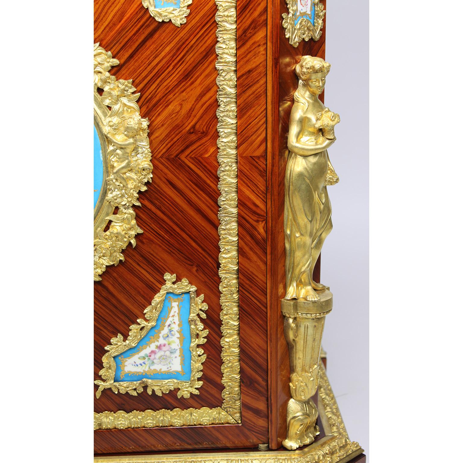 Bronze French Napoleon III Ormolu & Porcelain Mounted Cabinet Meuble D'Appui by Befort For Sale