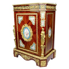French Napoleon III Ormolu & Porcelain Mounted Cabinet Meuble D'Appui by Befort