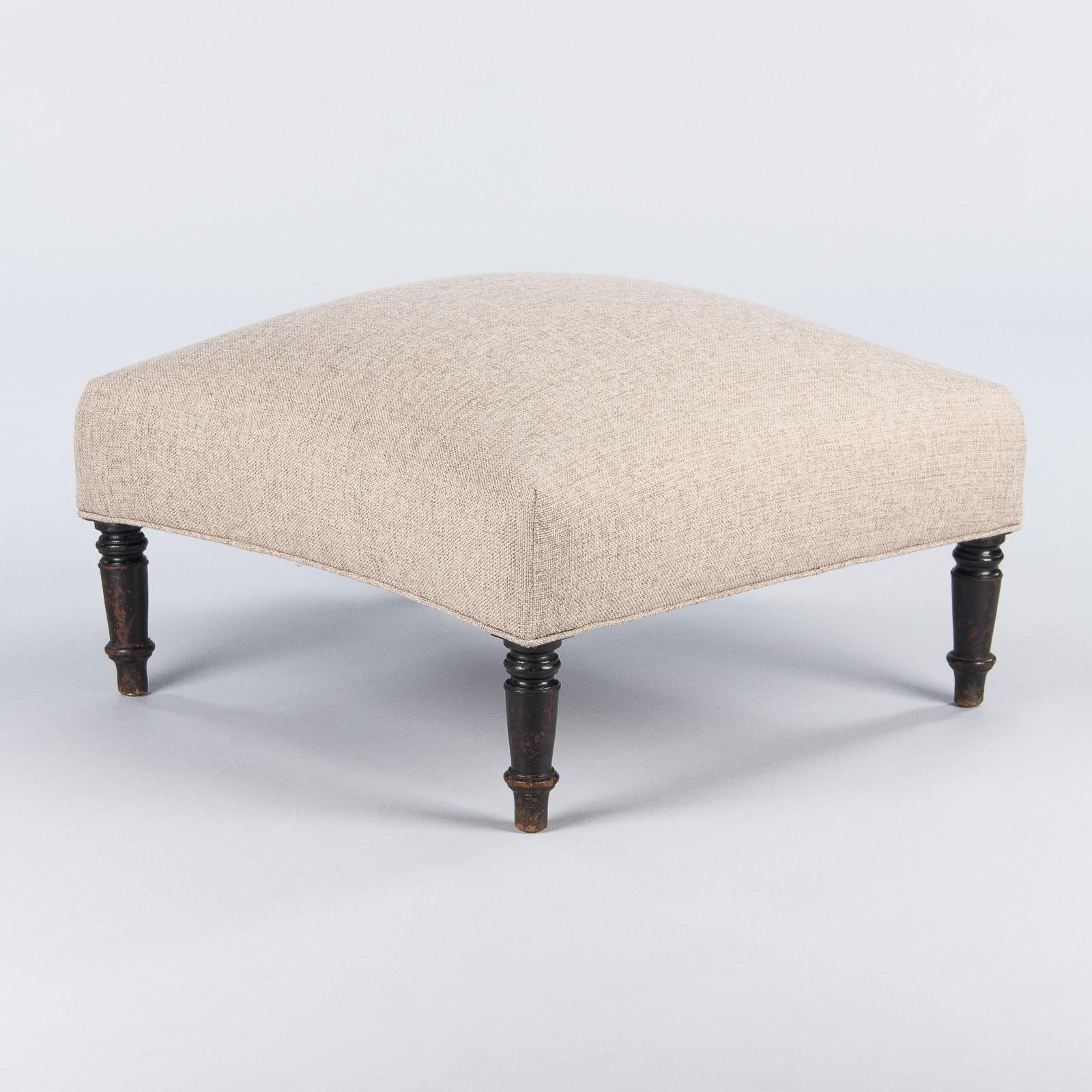 French Napoleon III Upholstered and Ebonized Pear Wood Ottoman, Late 1800s 9