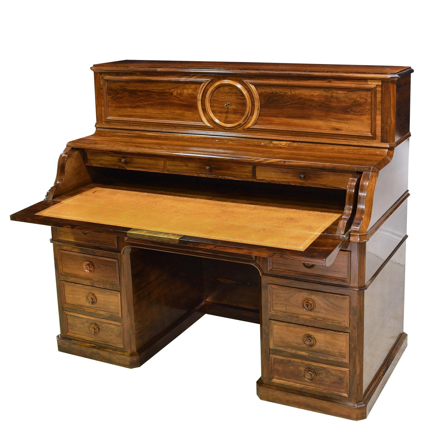 French Napoleon III Rosewood Pedestal Desk with Pull Out Secretary, circa 1865 For Sale 3