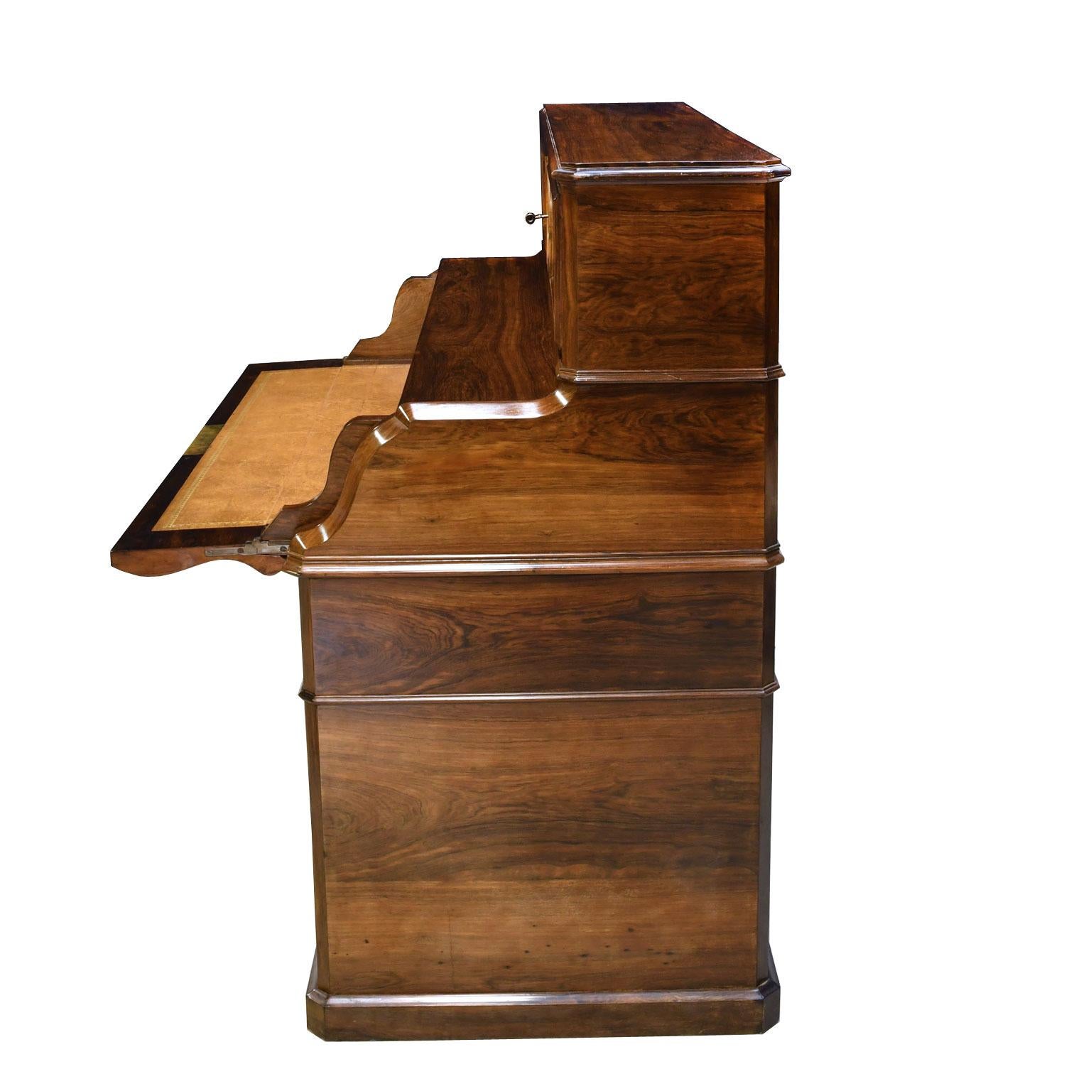 French Napoleon III Rosewood Pedestal Desk with Pull Out Secretary, circa 1865 For Sale 9