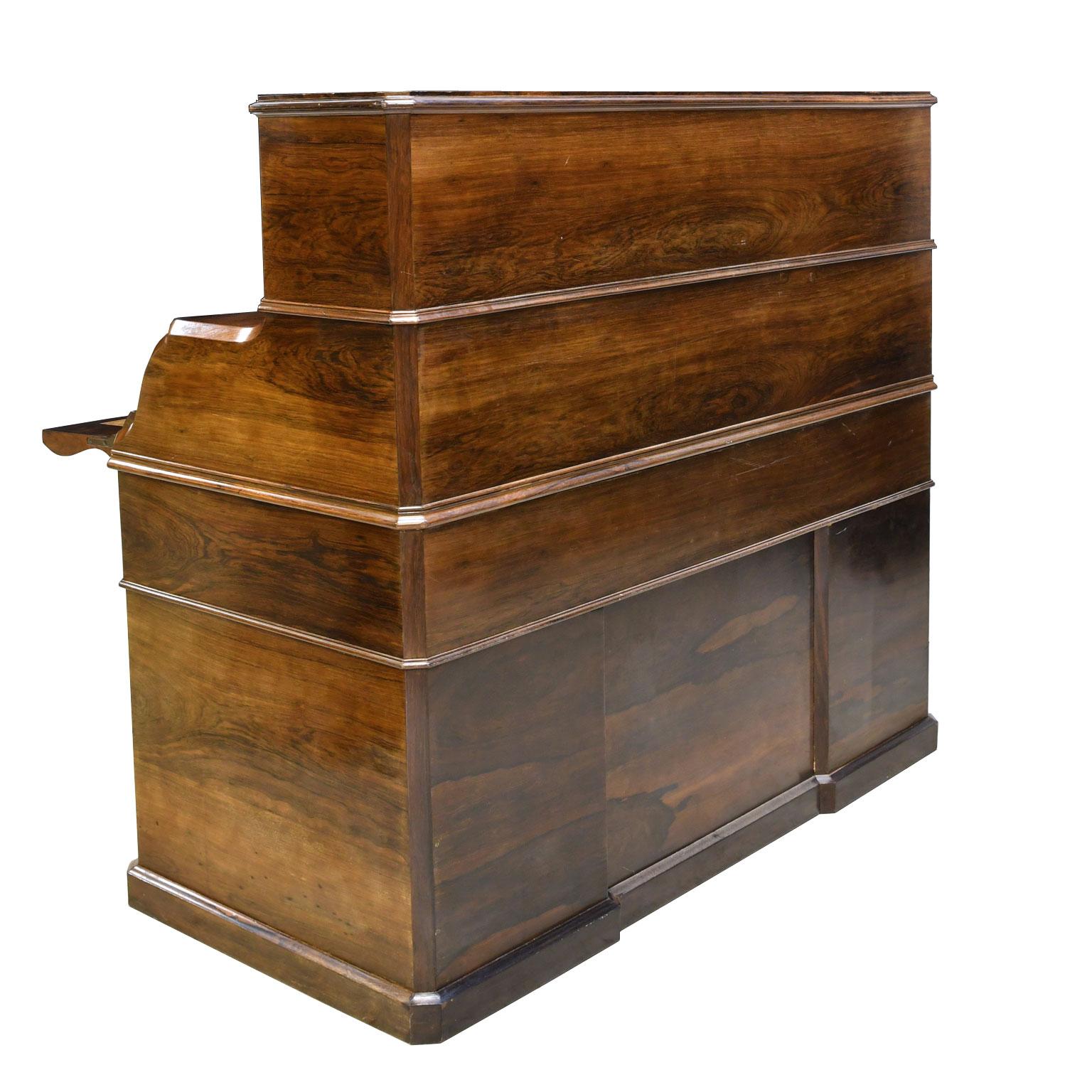 French Napoleon III Rosewood Pedestal Desk with Pull Out Secretary, circa 1865 For Sale 11