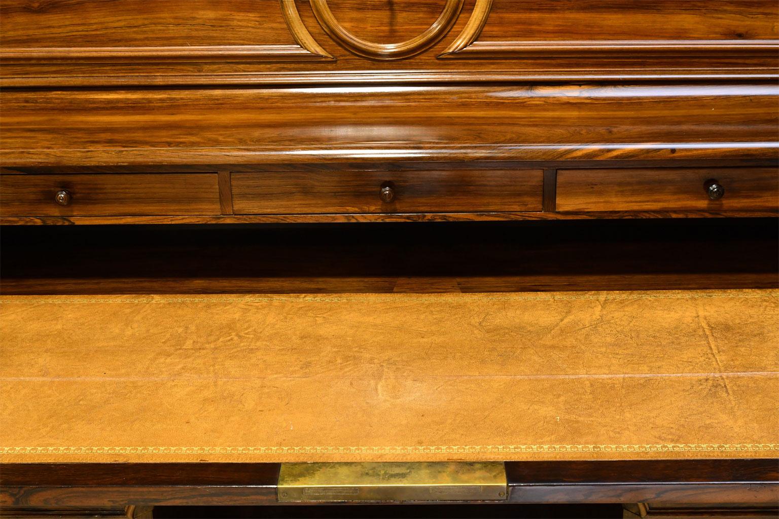 19th Century French Napoleon III Rosewood Pedestal Desk with Pull Out Secretary, circa 1865 For Sale