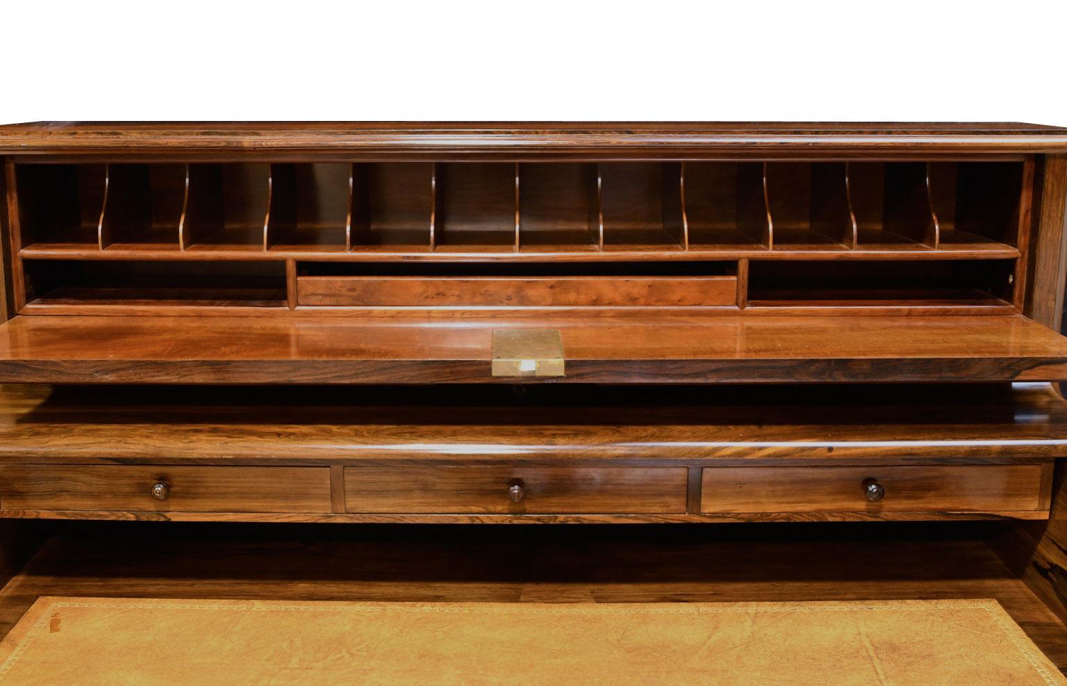 Polished French Napoleon III Rosewood Pedestal Desk with Pull Out Secretary, circa 1865 For Sale