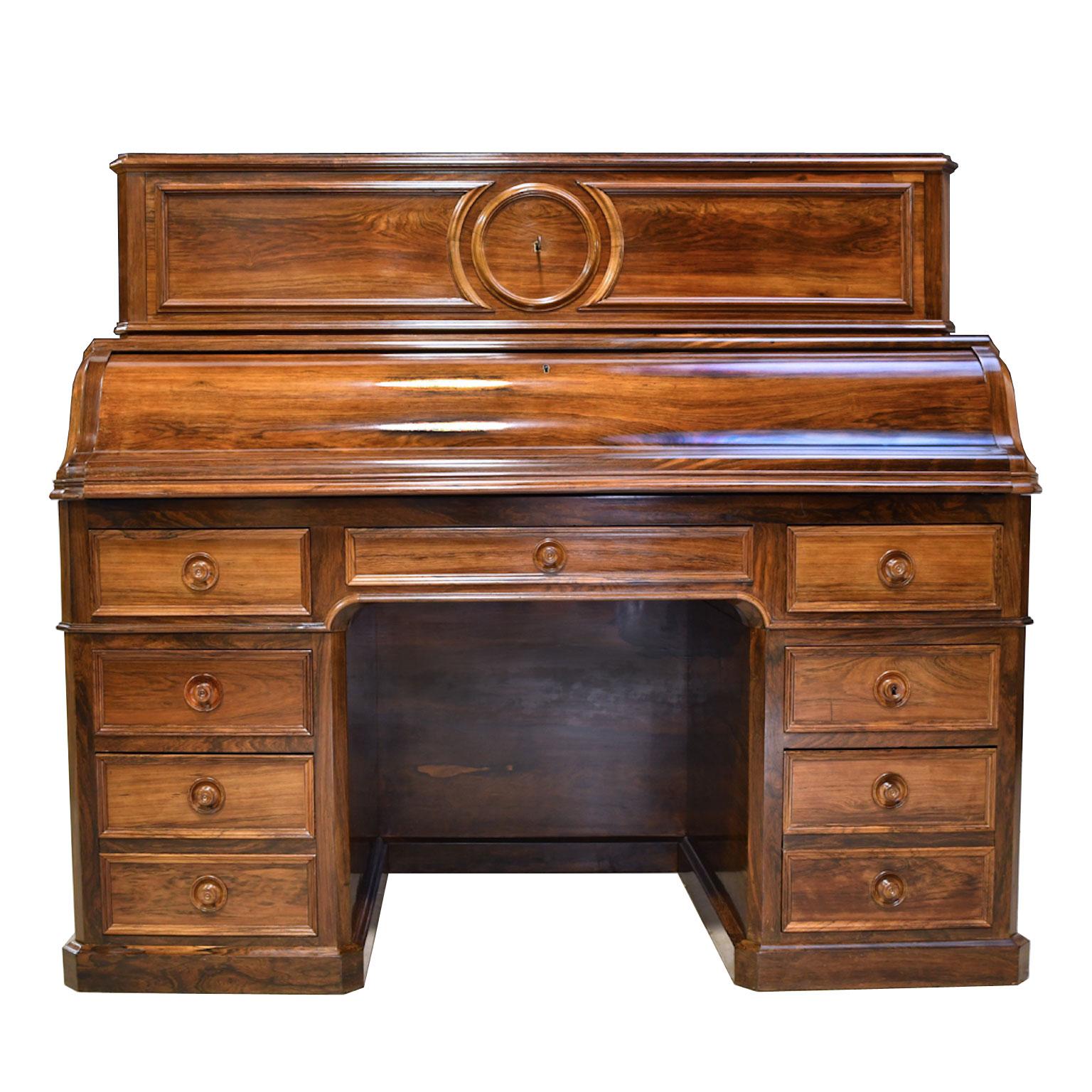 French Napoleon III Rosewood Pedestal Desk with Pull Out Secretary, circa 1865 For Sale 1