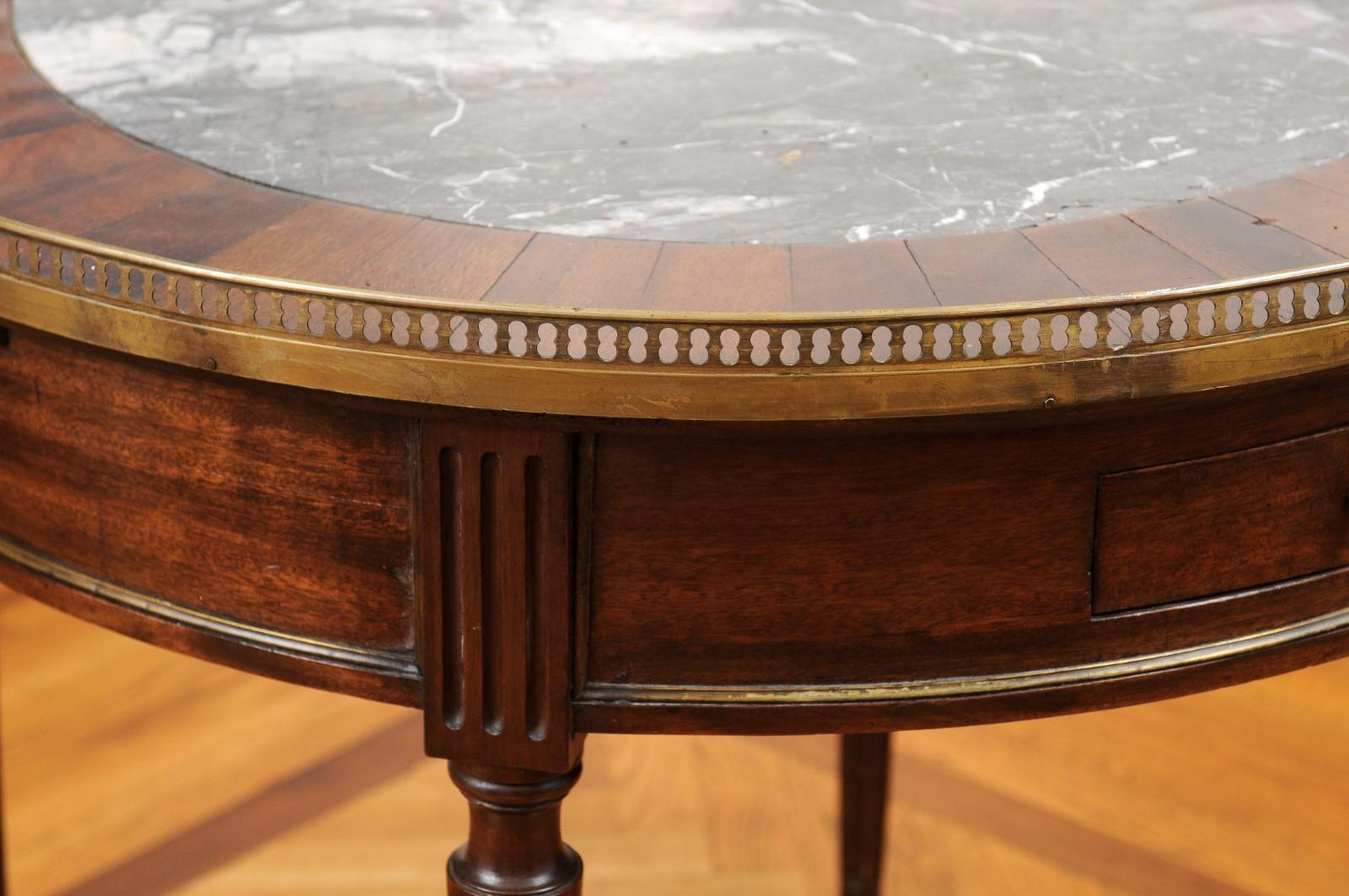 French Napoléon III Period 1850s Bouillotte Table with Marble Top and Gallery 9