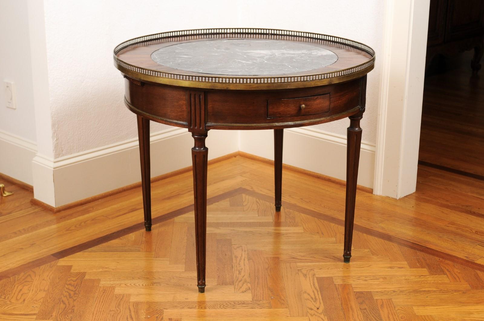 Napoleon III French Napoléon III Period 1850s Bouillotte Table with Marble Top and Gallery