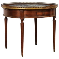 French Napoléon III Period 1850s Bouillotte Table with Marble Top and Gallery