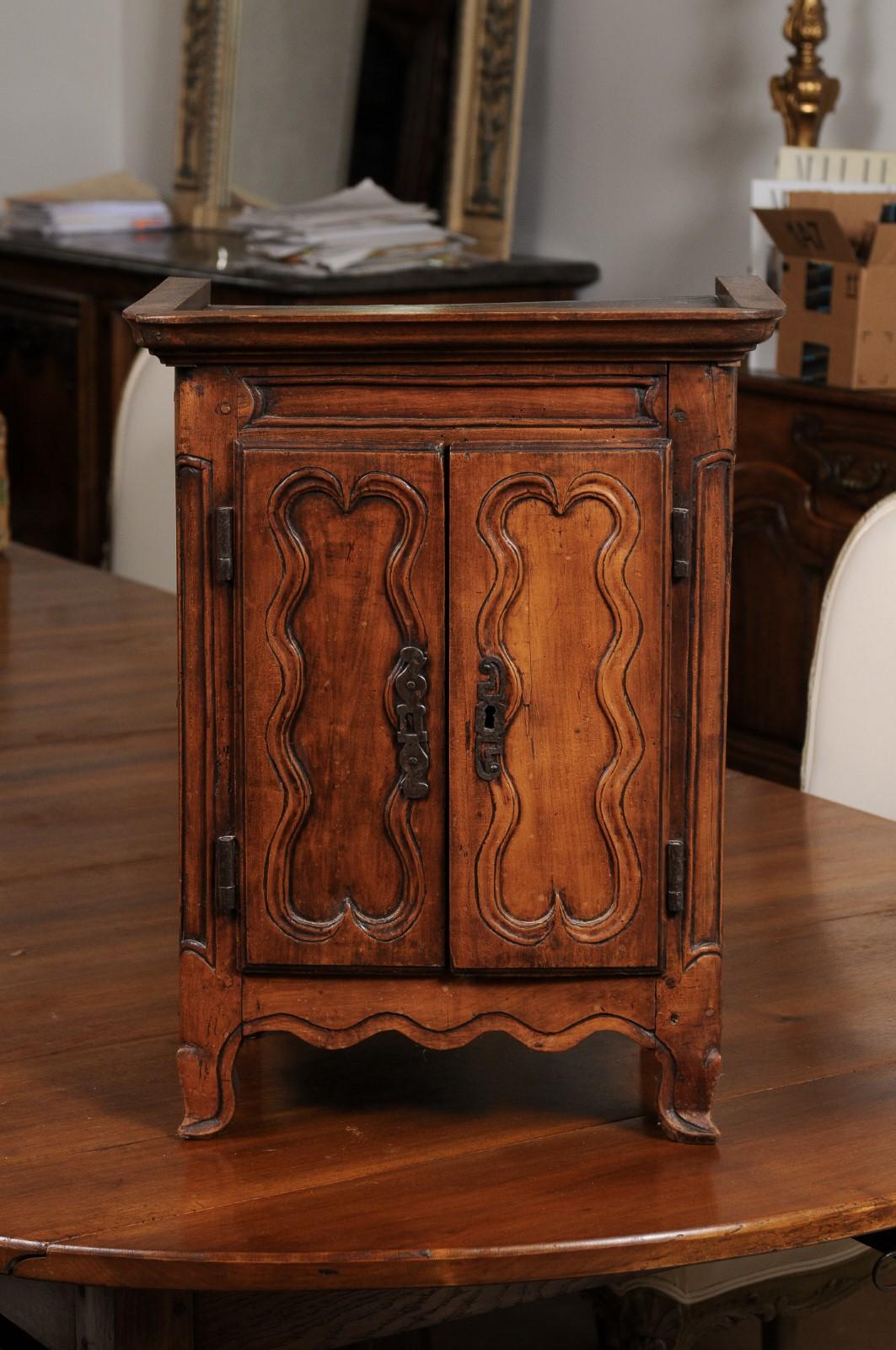 French Napoléon III Period 1850s Miniature Walnut Armoire with Molded Cartouches 7