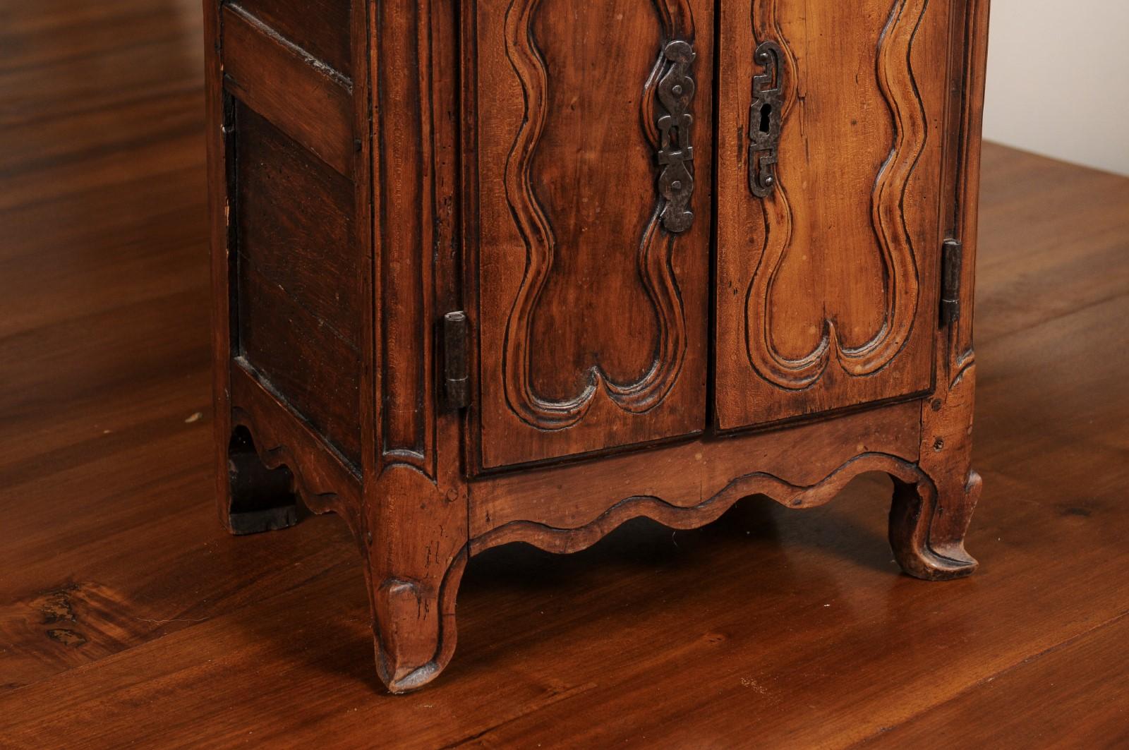 French Napoléon III Period 1850s Miniature Walnut Armoire with Molded Cartouches In Good Condition In Atlanta, GA