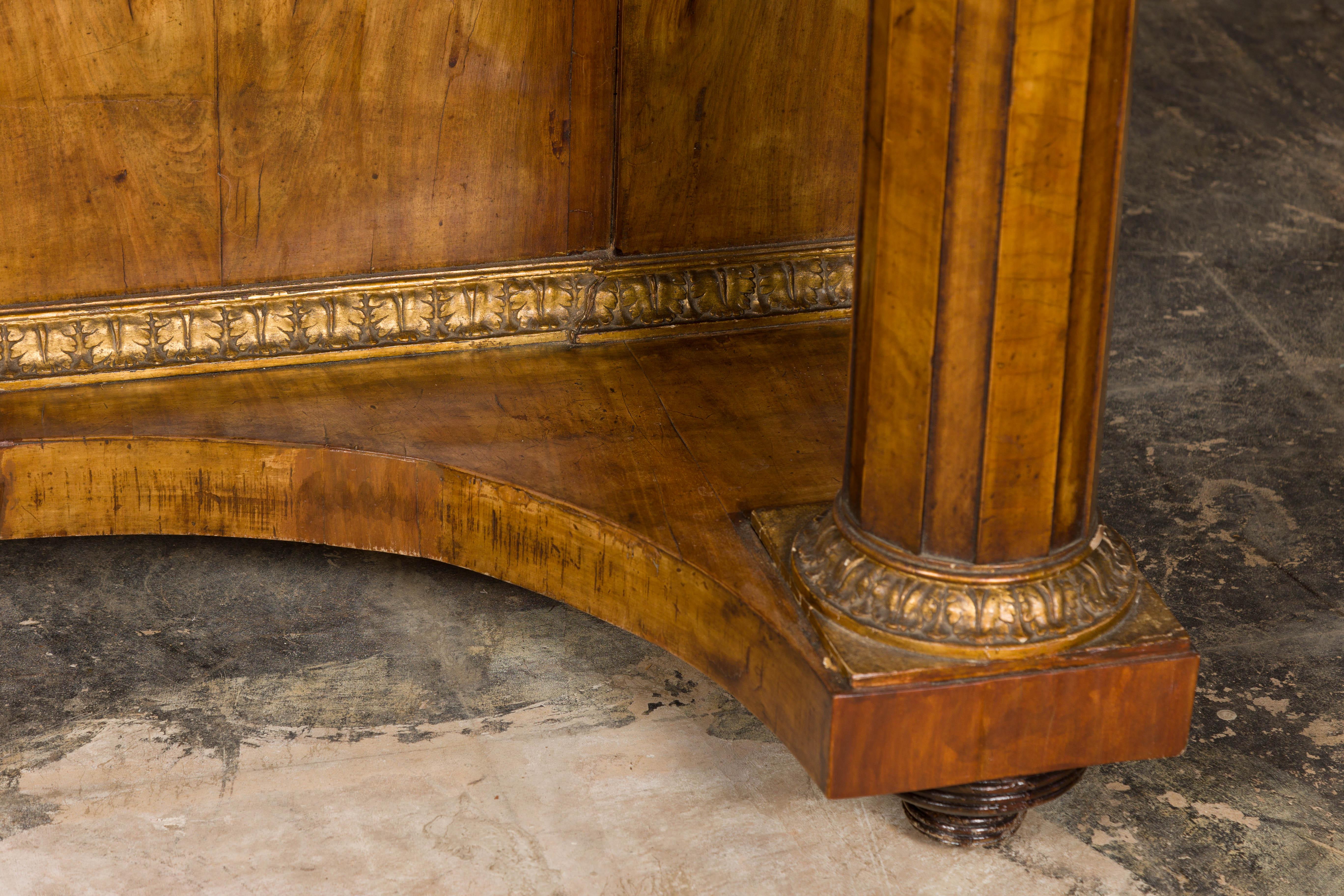 French Napoléon III Period 1860s Walnut Console Table with Original Marble Top For Sale 5