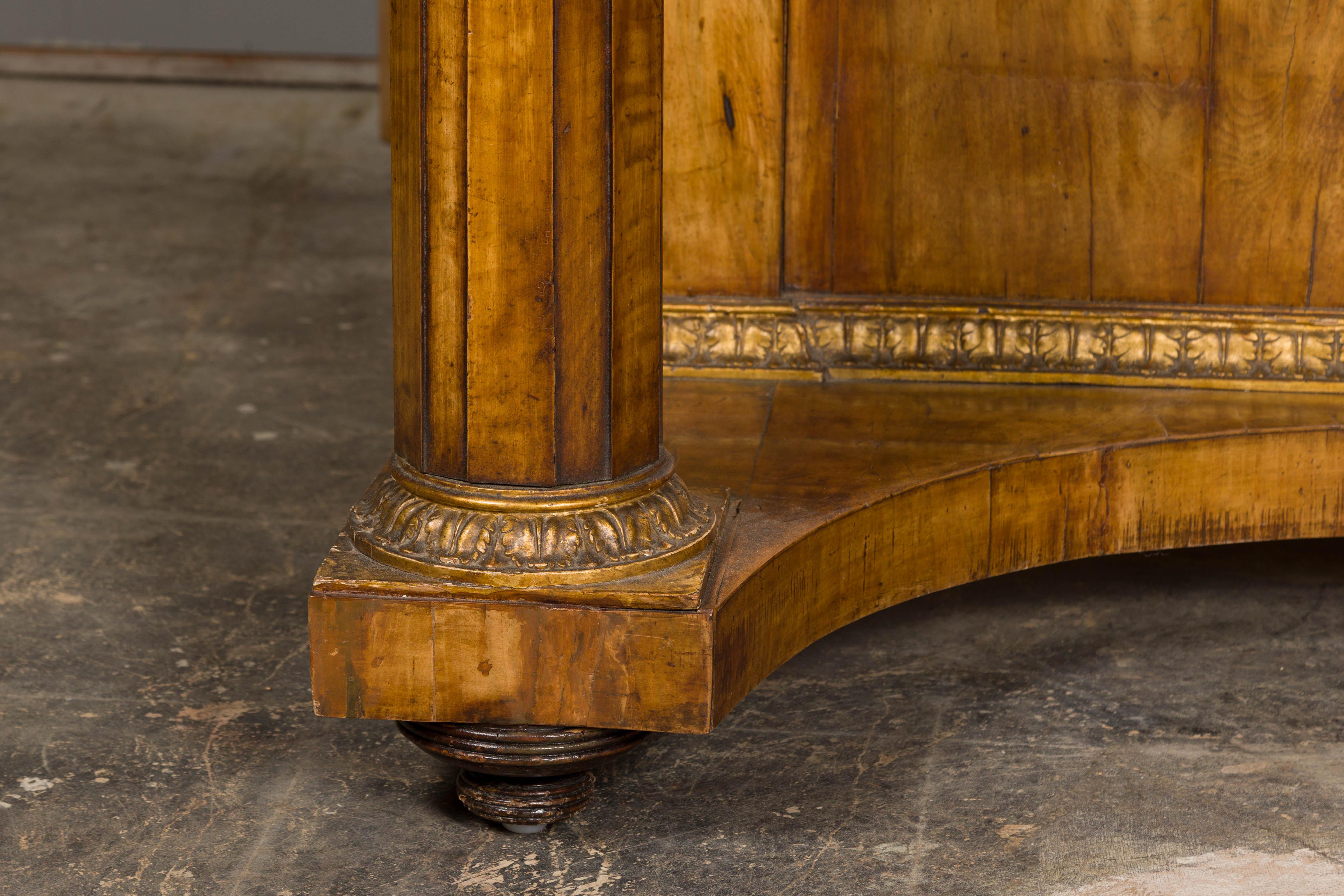 French Napoléon III Period 1860s Walnut Console Table with Original Marble Top For Sale 6