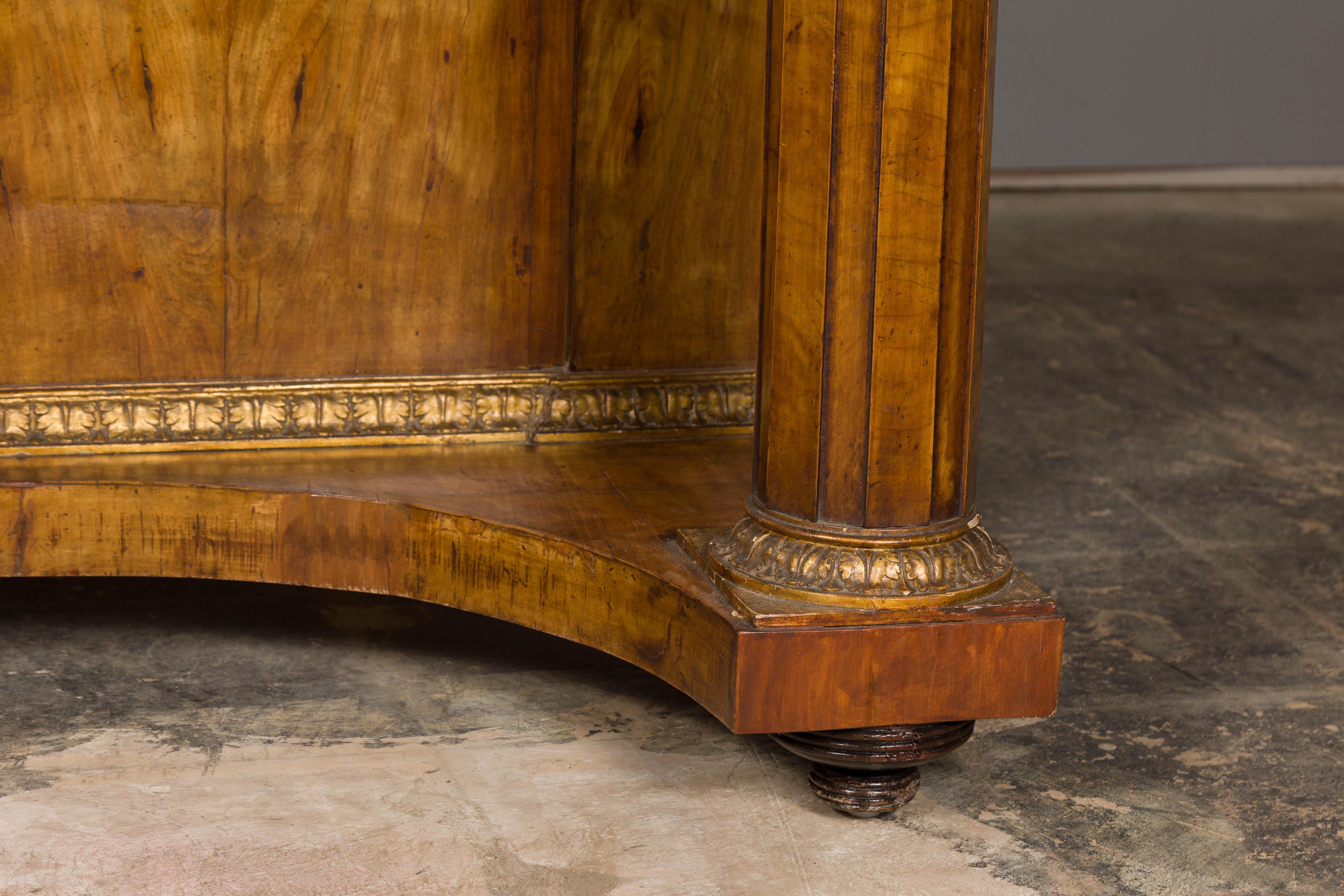 French Napoléon III Period 1860s Walnut Console Table with Original Marble Top For Sale 7