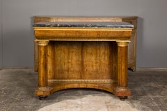 French Napoléon III Period 1860s Walnut Console Table with Original Marble Top