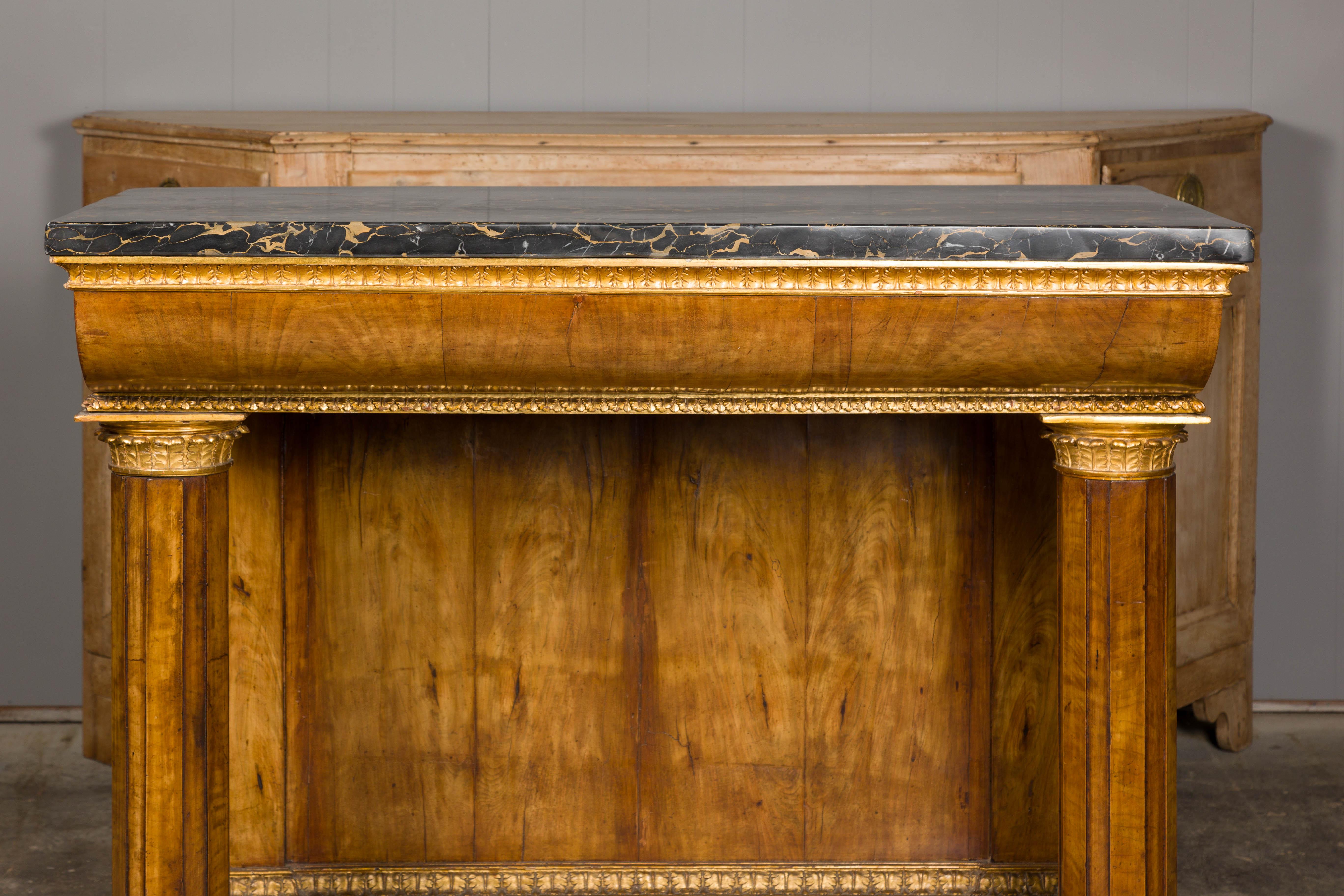 Napoleon III French Napoléon III Period 1860s Walnut Console Table with Original Marble Top For Sale