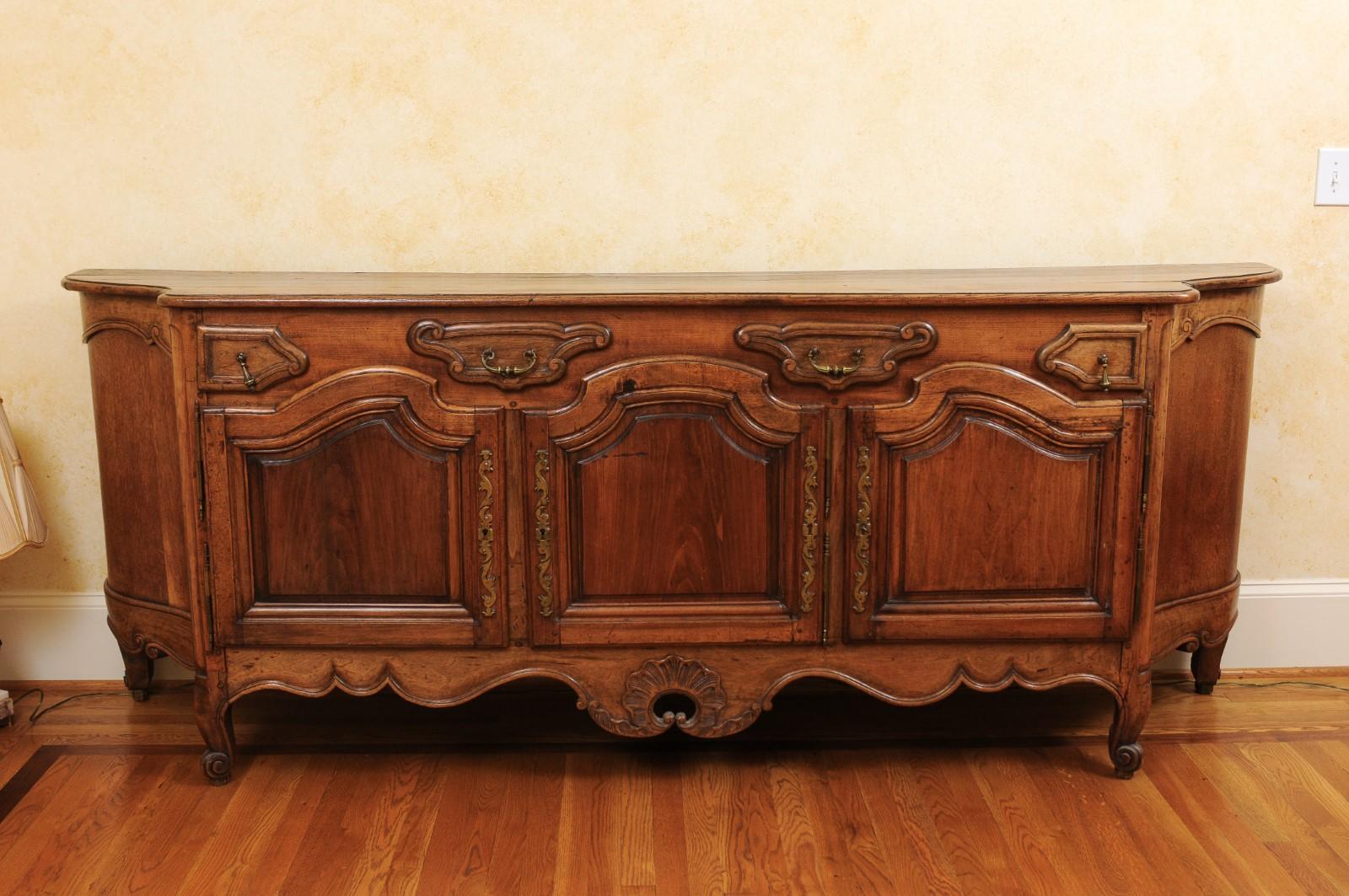 Napoleon III French Napoléon III Period 1860s Walnut Enfilade with Oak Top and Bombé Sides