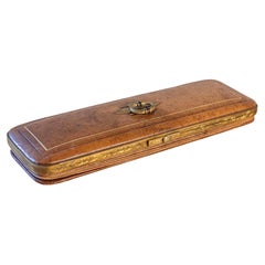 Antique French Napoleon III Period 19th Century Leather Sewing Kit with Bronze Hardware