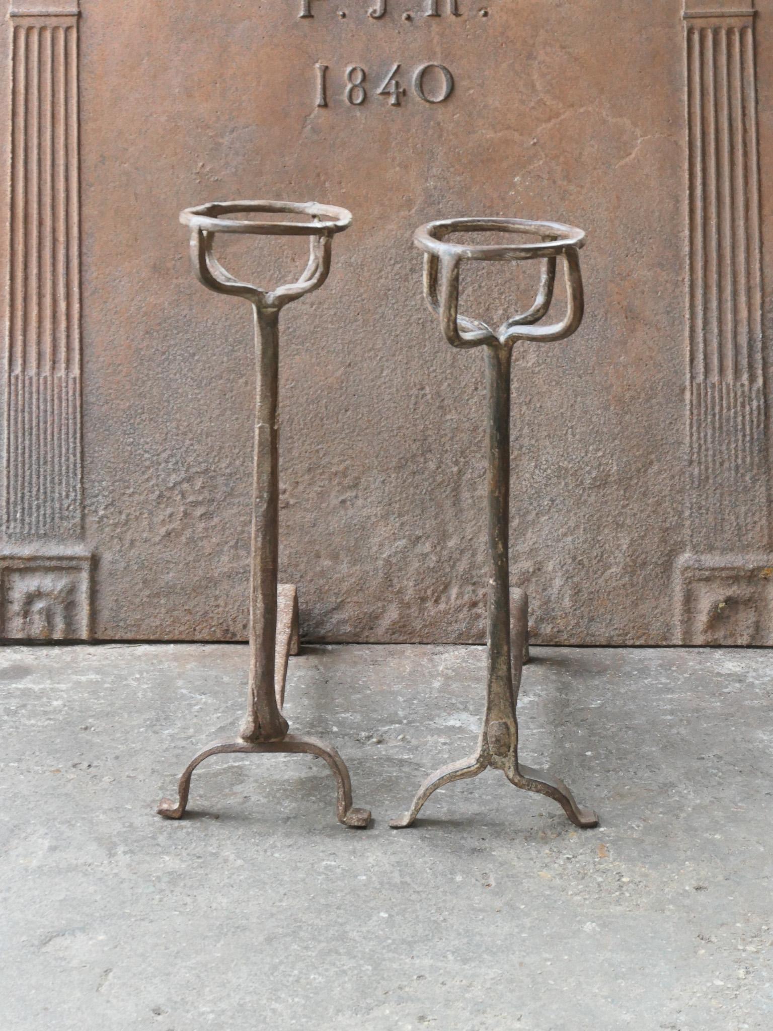 Forged French Napoleon III Period Andirons or Firedogs For Sale