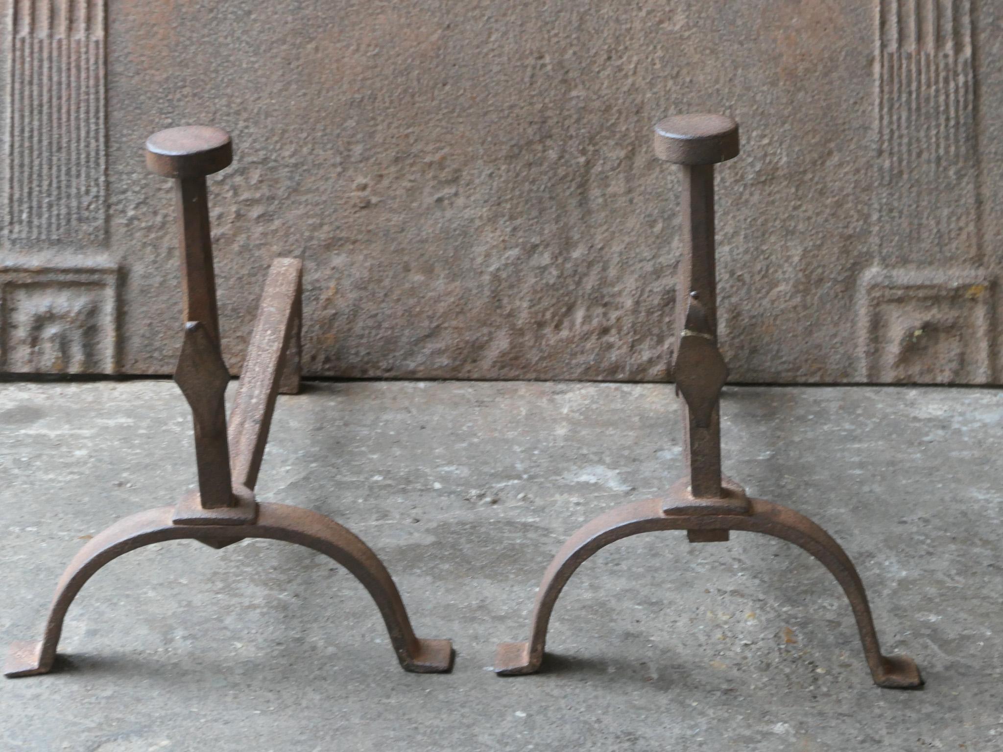French Napoleon III Period Andirons or Firedogs In Good Condition For Sale In Soest, NL