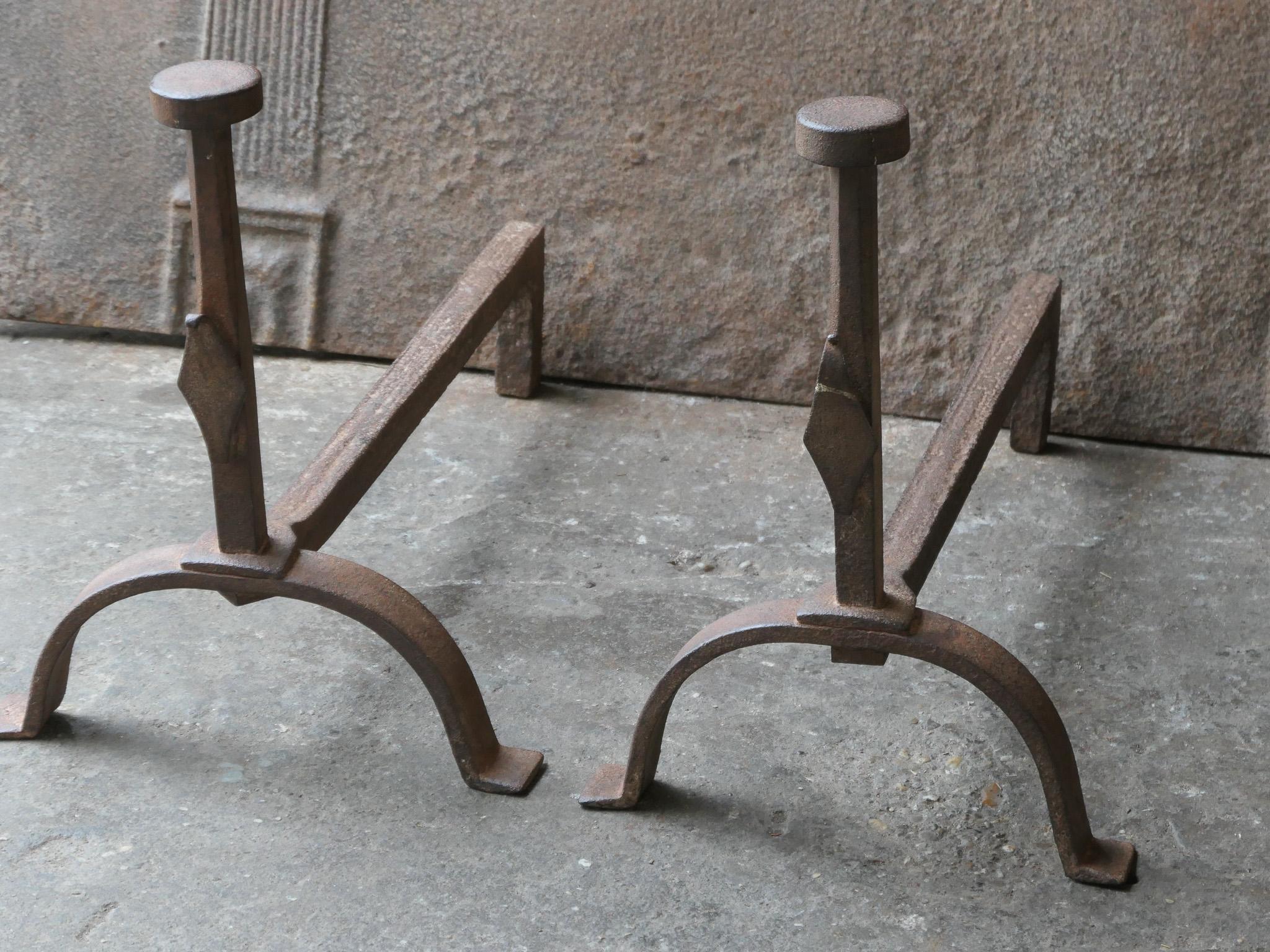 19th Century French Napoleon III Period Andirons or Firedogs For Sale