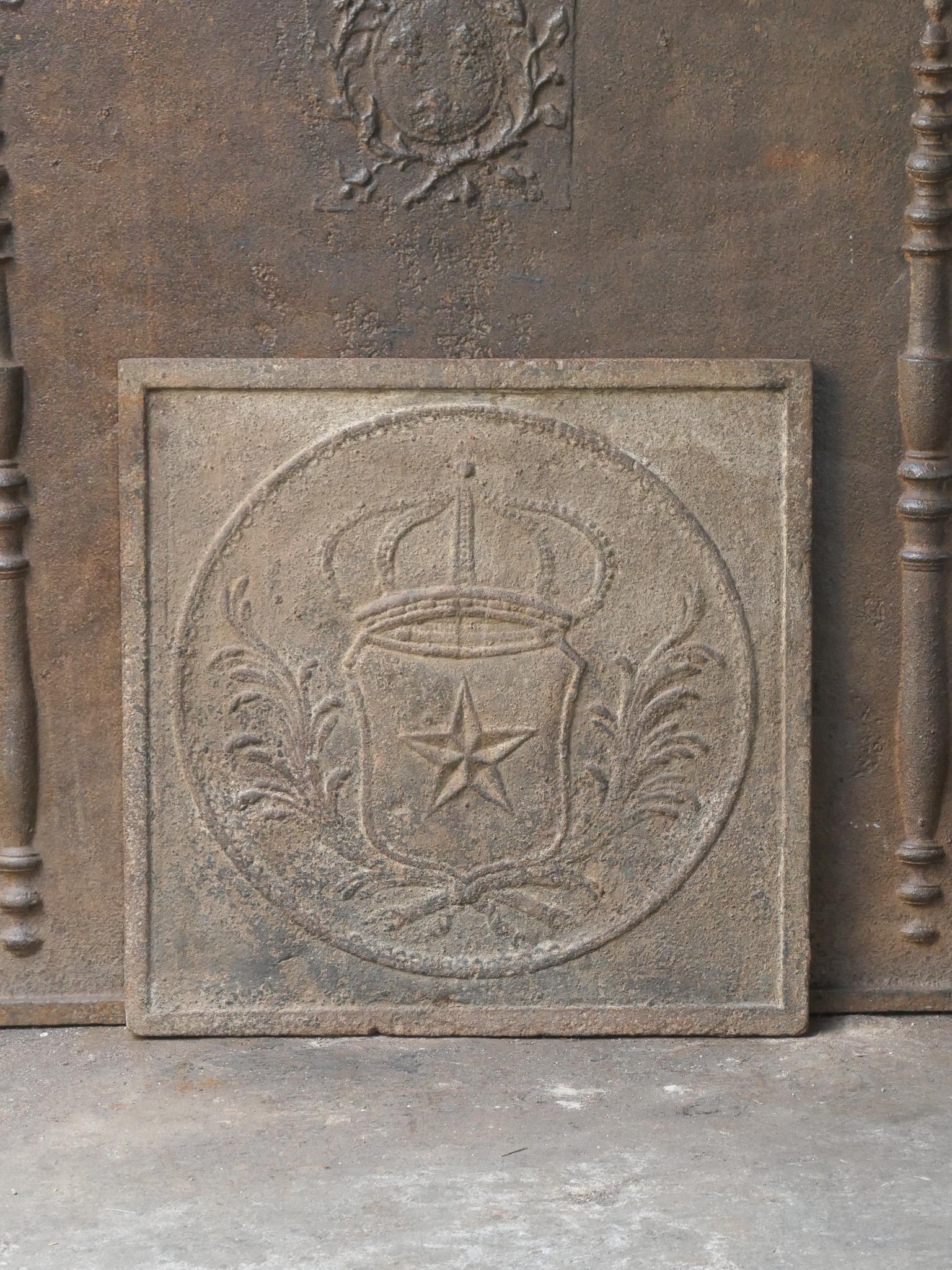 Français Plaque de cheminée / dosseret d'époque Napoléon III 'Armoiries de France en vente