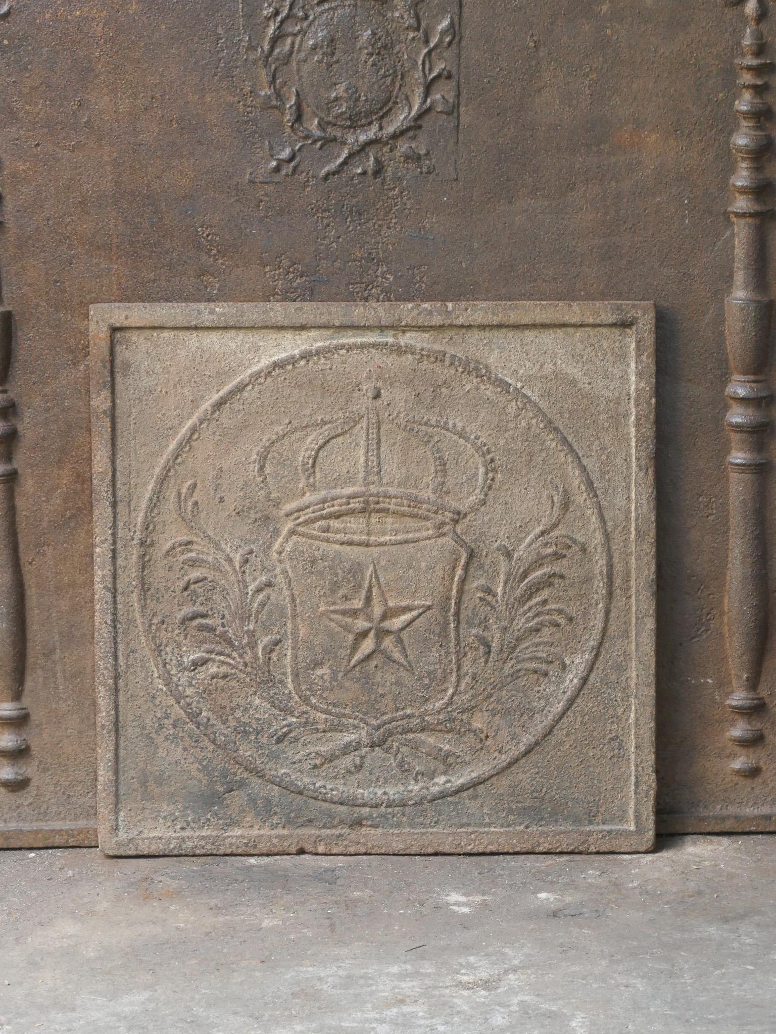 Moulage Plaque de cheminée / dosseret d'époque Napoléon III 'Armoiries de France en vente