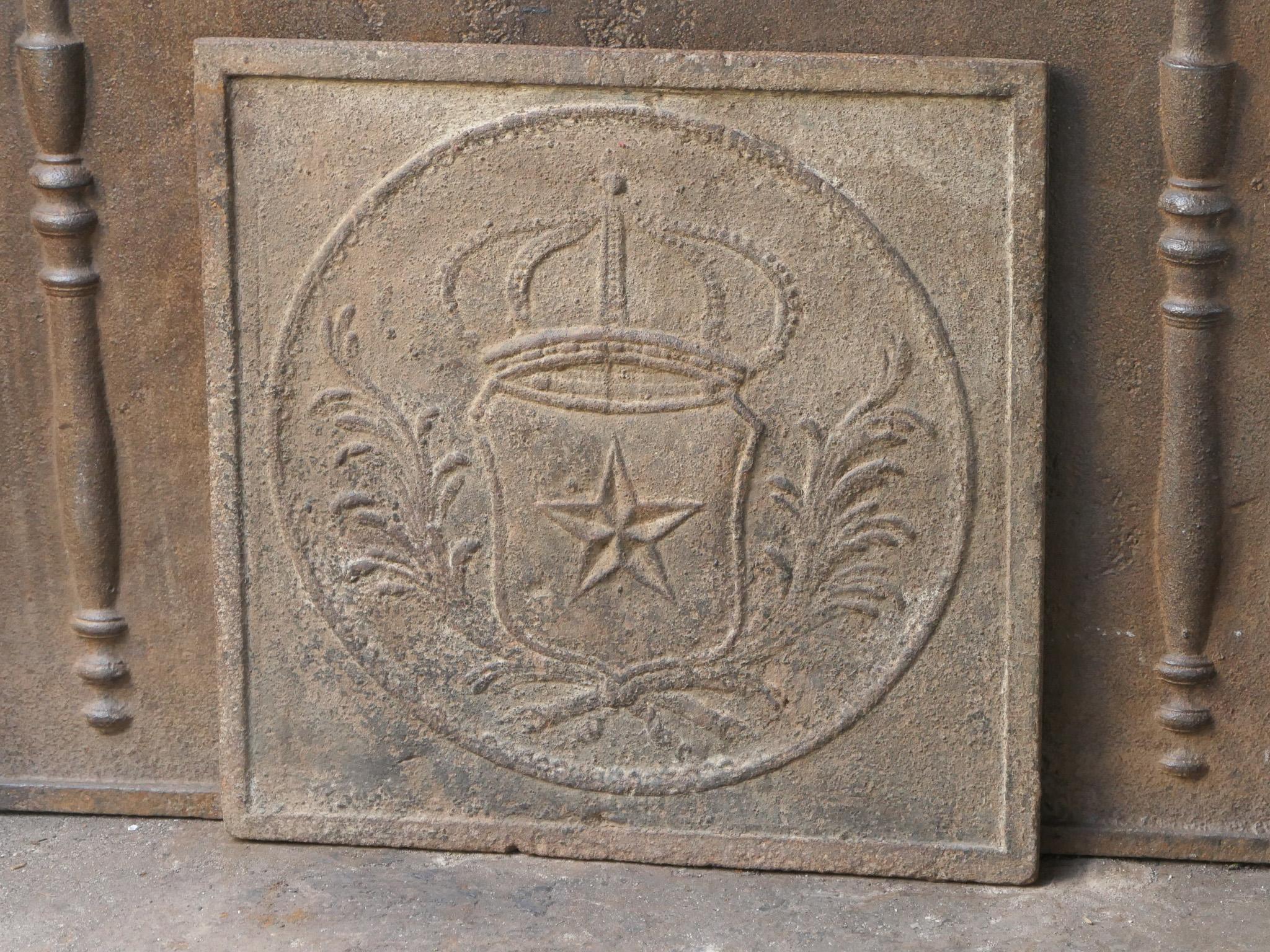 XIXe siècle Plaque de cheminée / dosseret d'époque Napoléon III 'Armoiries de France en vente