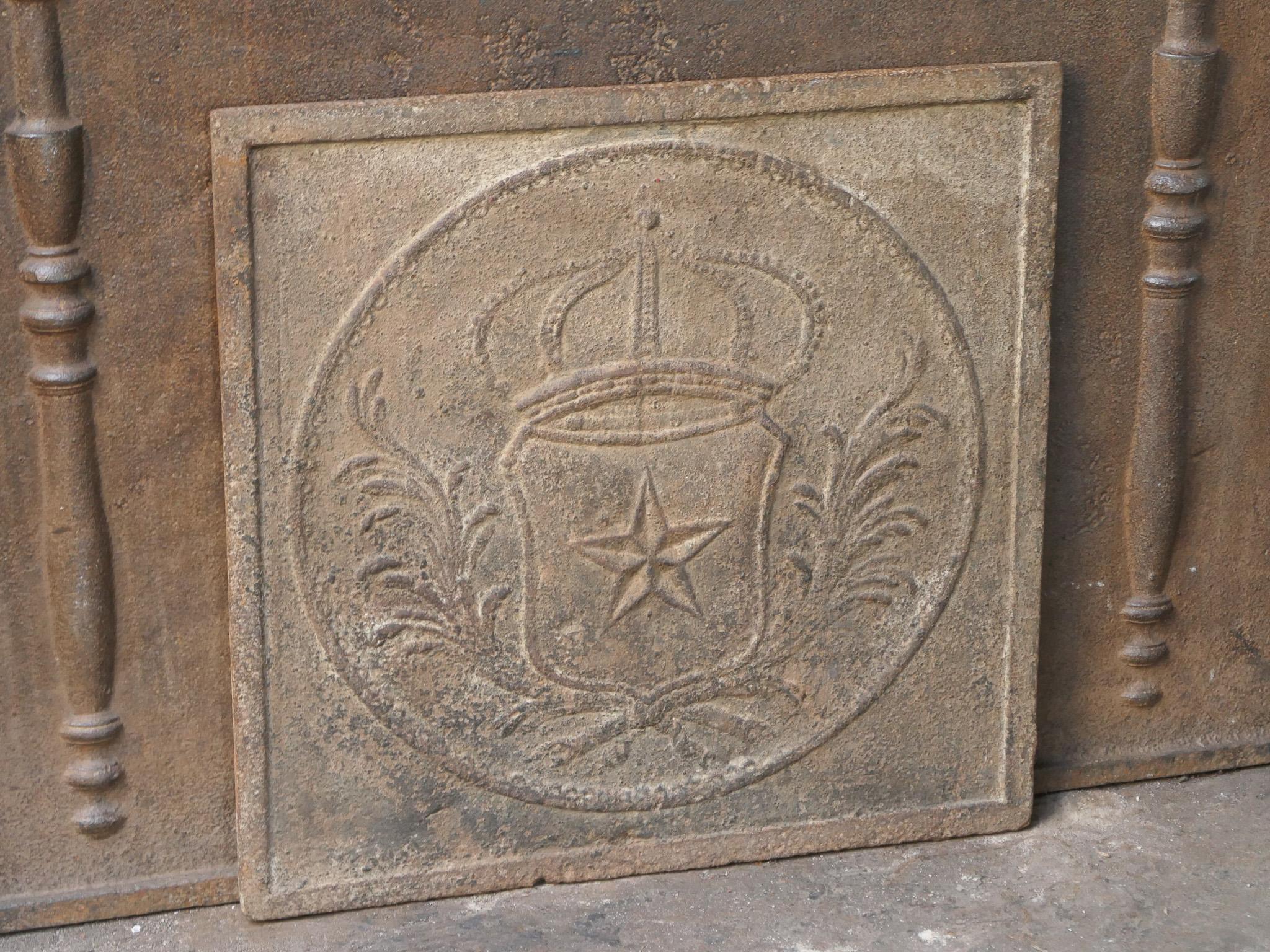 Fer Plaque de cheminée / dosseret d'époque Napoléon III 'Armoiries de France en vente
