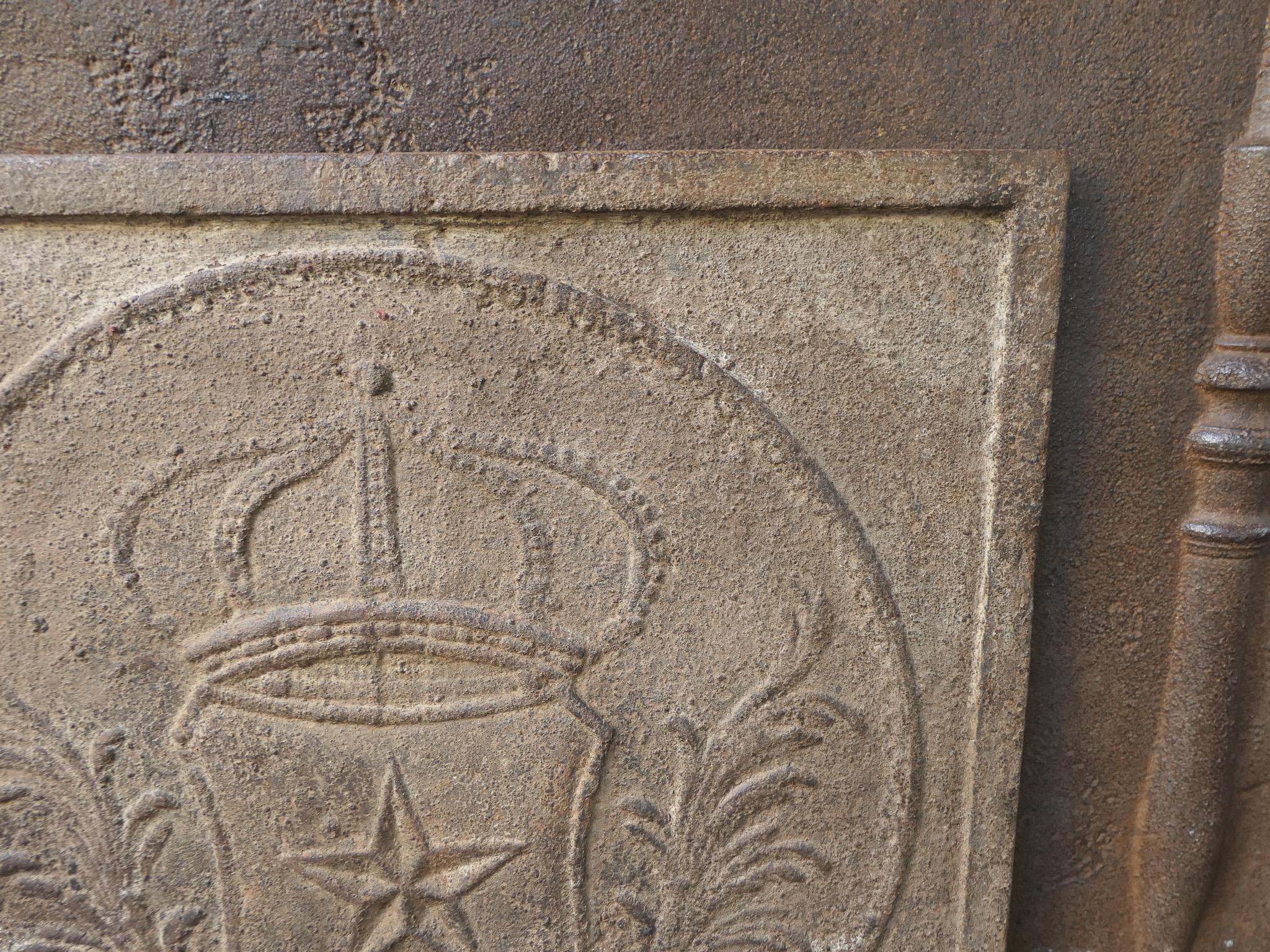 Plaque de cheminée / dosseret d'époque Napoléon III 'Armoiries de France en vente 1