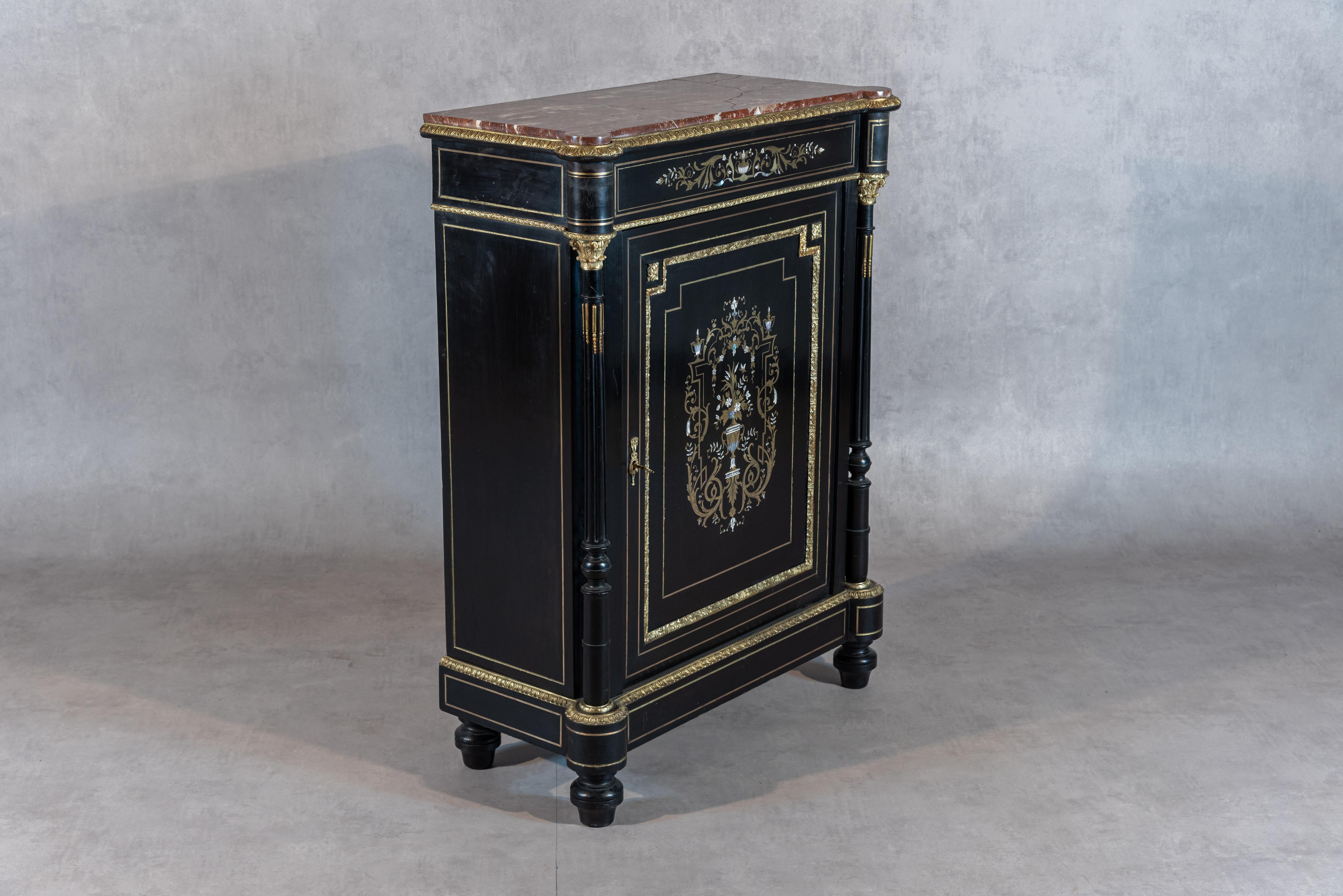 Appliqué French Napoleon III Period Boulle Console For Sale