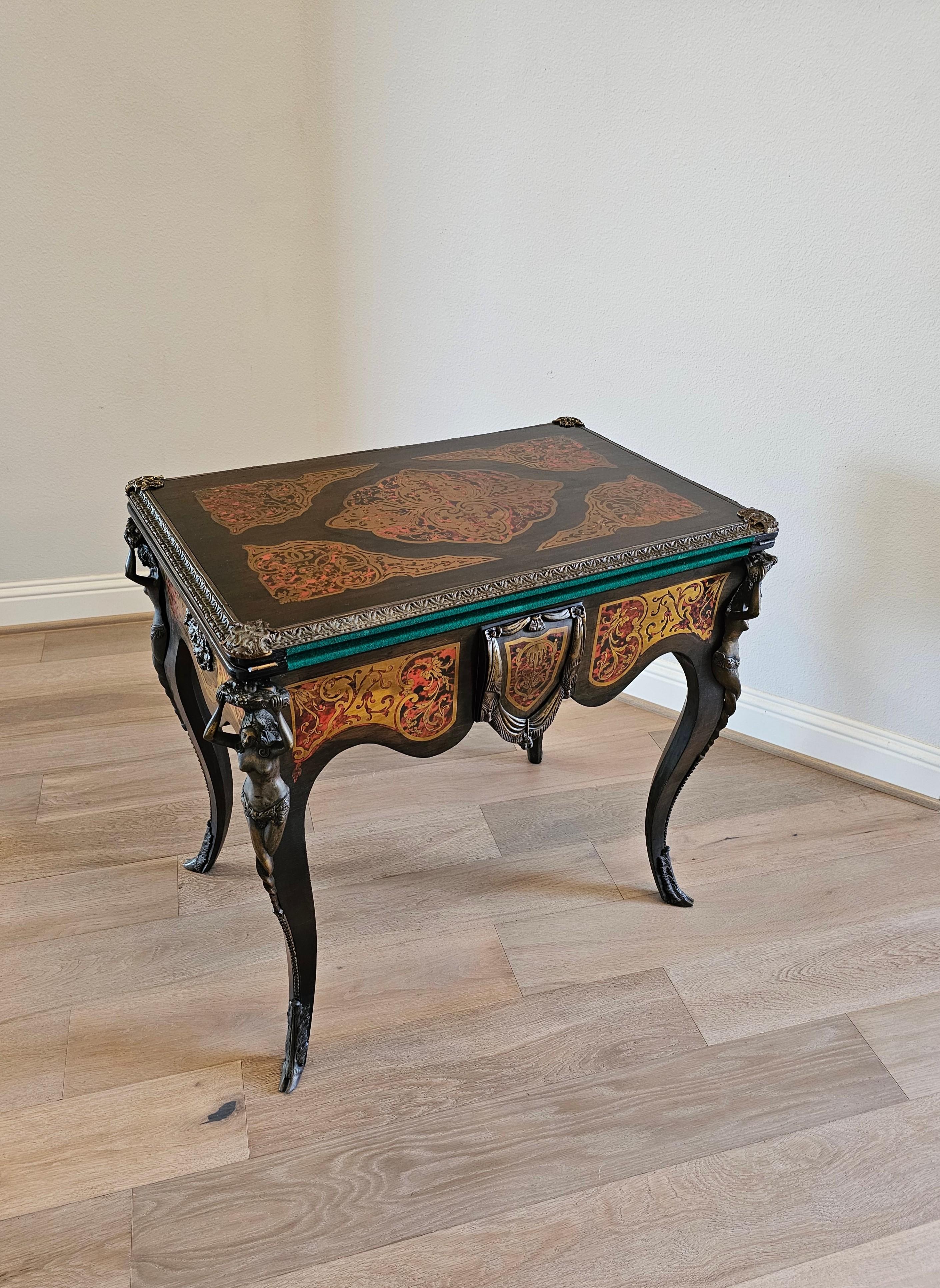 French Napoleon III Period Boulle Inlaid fliptop Games Table  For Sale 5