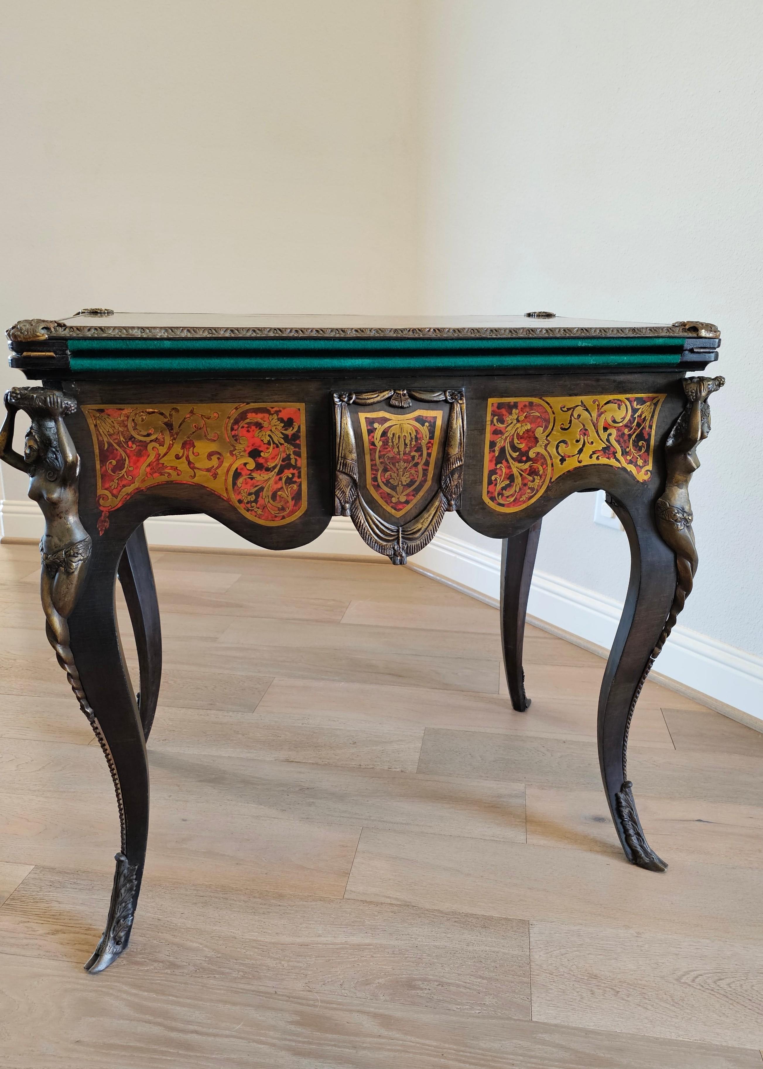 French Napoleon III Period Boulle Inlaid fliptop Games Table  For Sale 6