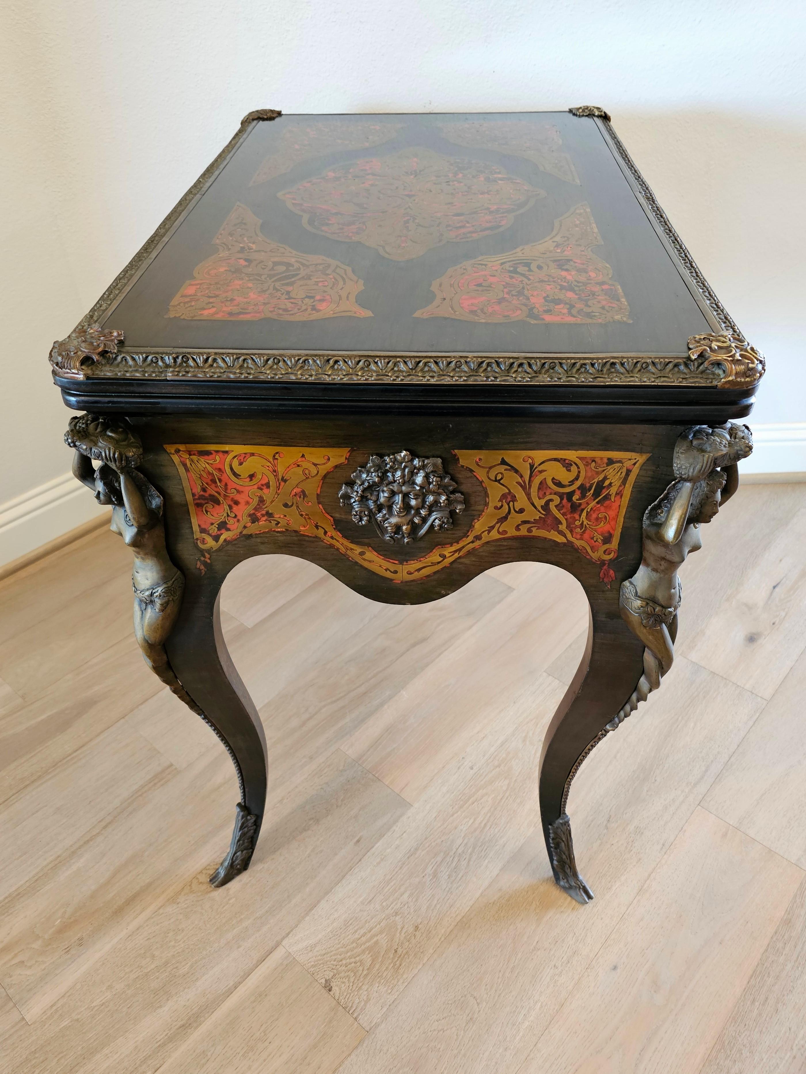 French Napoleon III Period Boulle Inlaid fliptop Games Table  For Sale 9