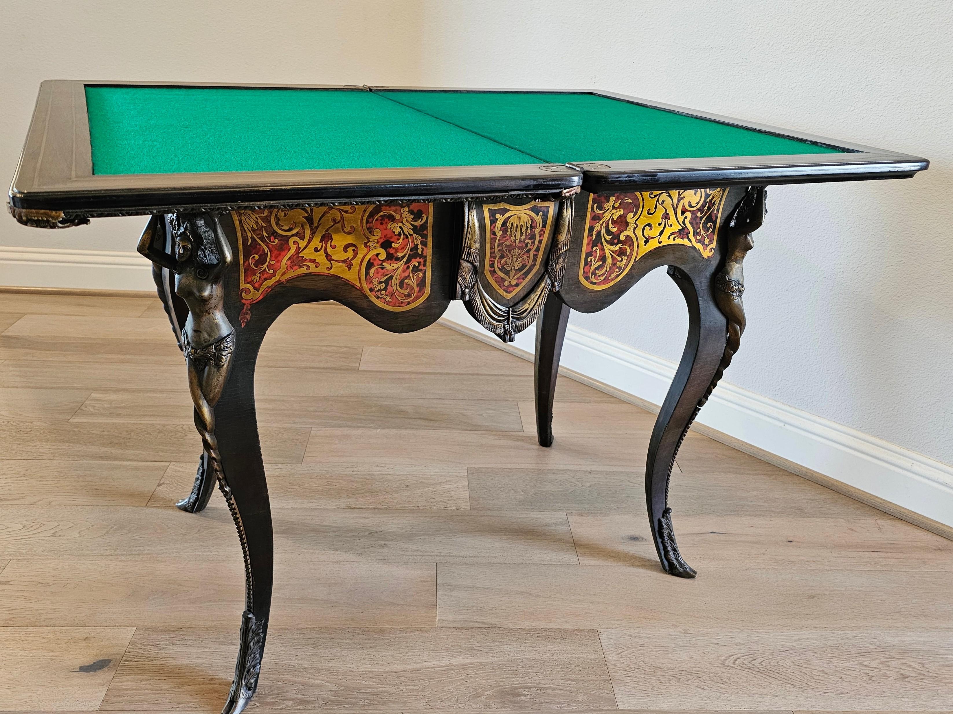 French Napoleon III Period Boulle Inlaid fliptop Games Table  For Sale 14