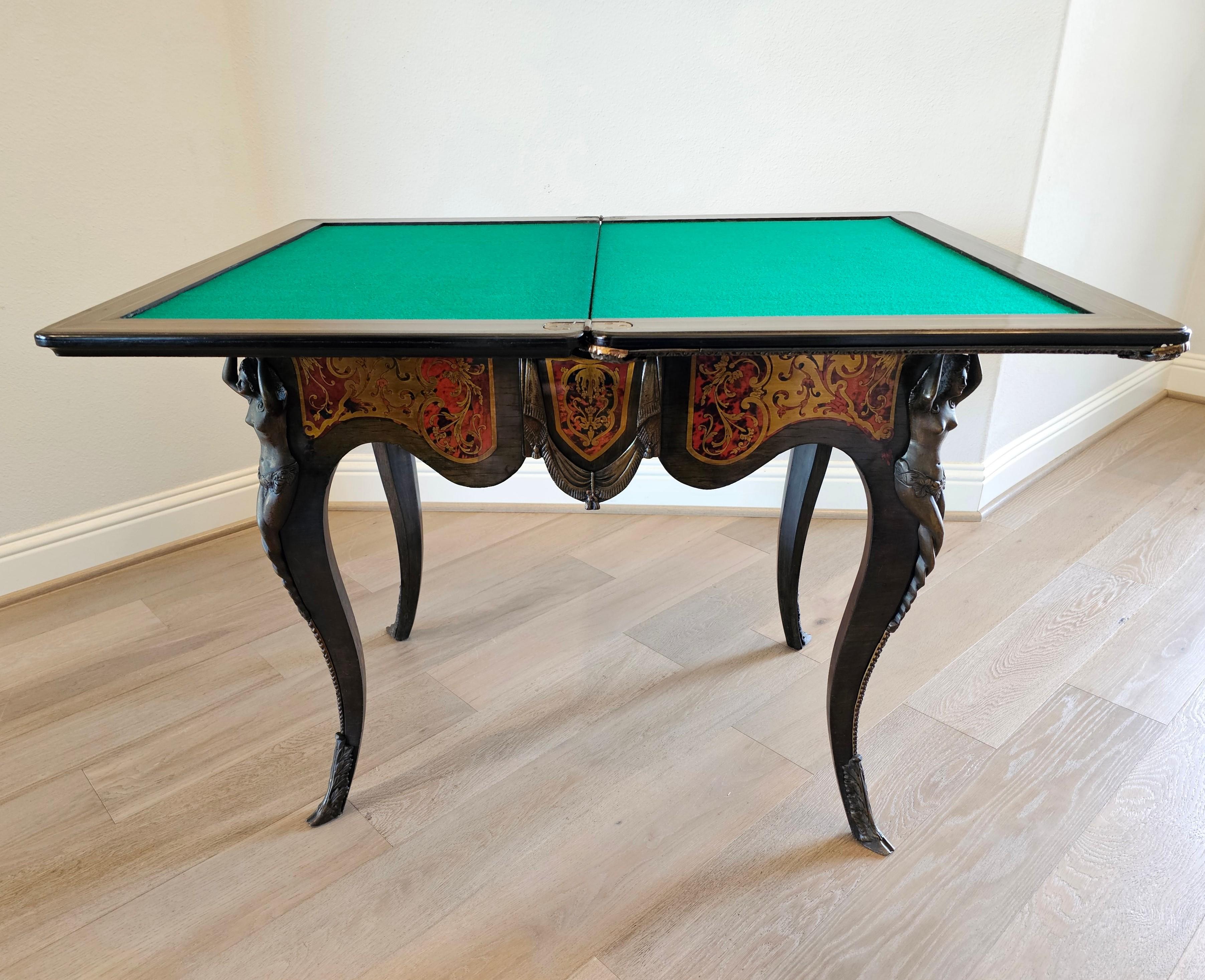 19th Century French Napoleon III Period Boulle Inlaid fliptop Games Table  For Sale